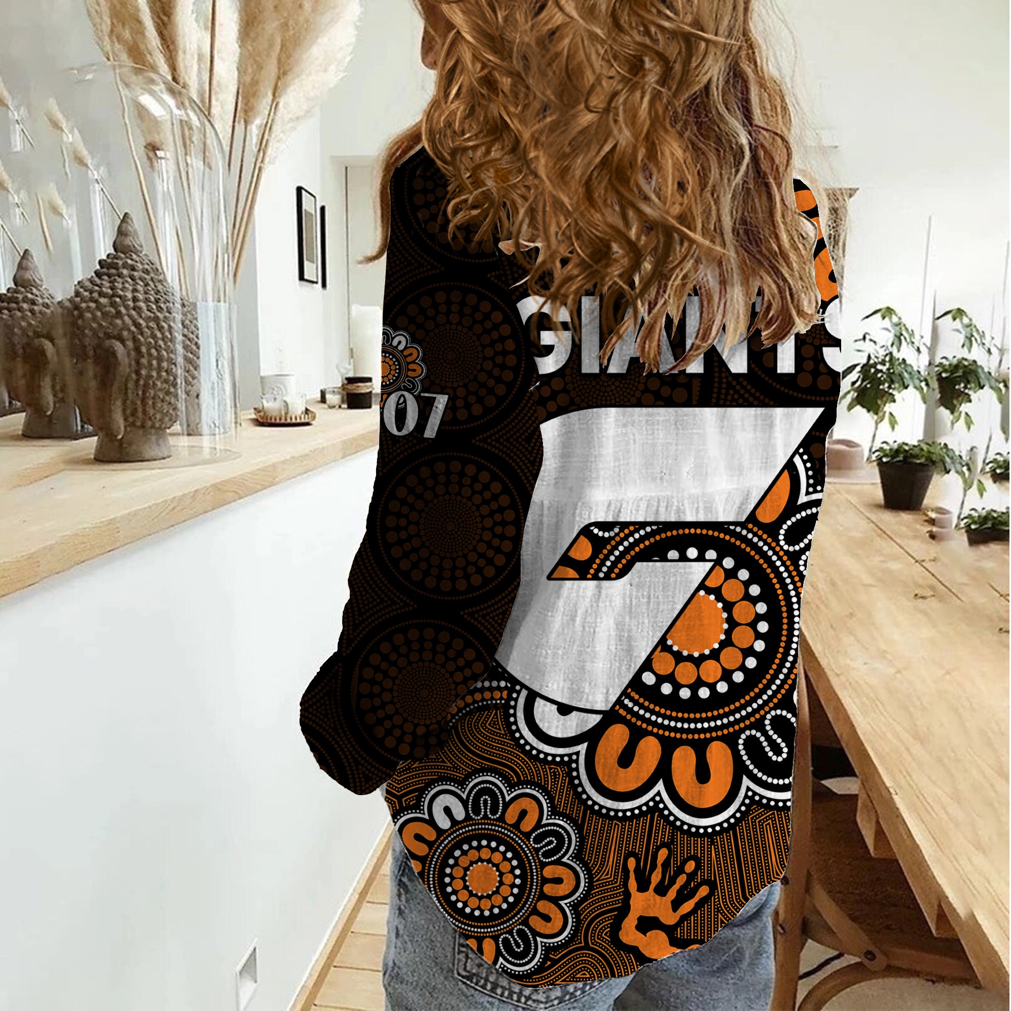 AFL GWS Giants 2012 Aboriginal Women Casual Shirt - Vibe Hoodie Shop