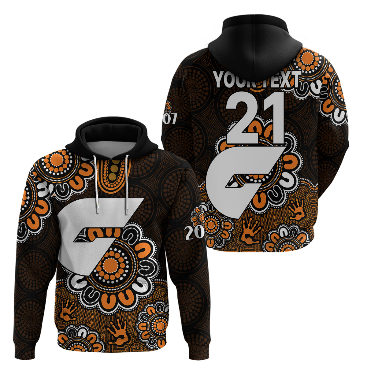 (Custom Personalised) AFL GWS Giants 2012 Aboriginal Hoodie LT9 - Vibe Hoodie Shop