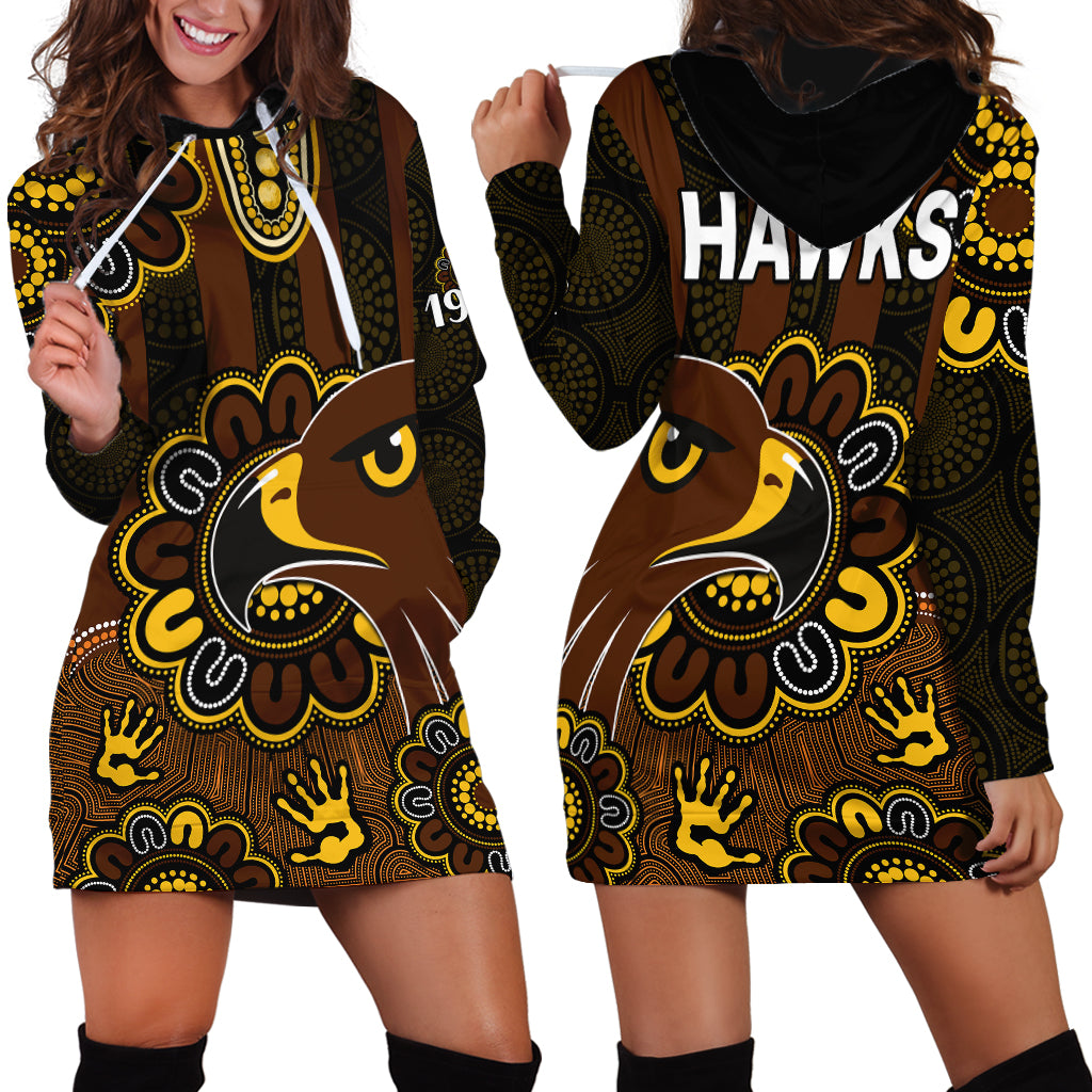 AFL Hawthorn Hawks 1902 Aboriginal Hoodie Dress - Vibe Hoodie Shop