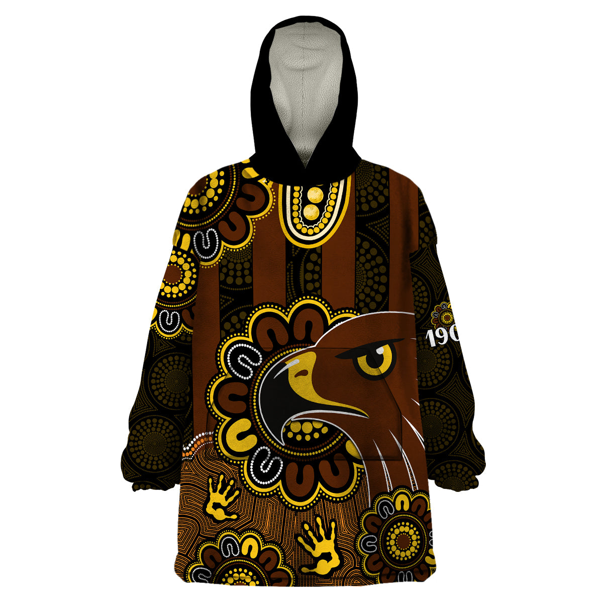 AFL Hawthorn Hawks 1902 Aboriginal Wearable Blanket Hoodie - Vibe Hoodie Shop
