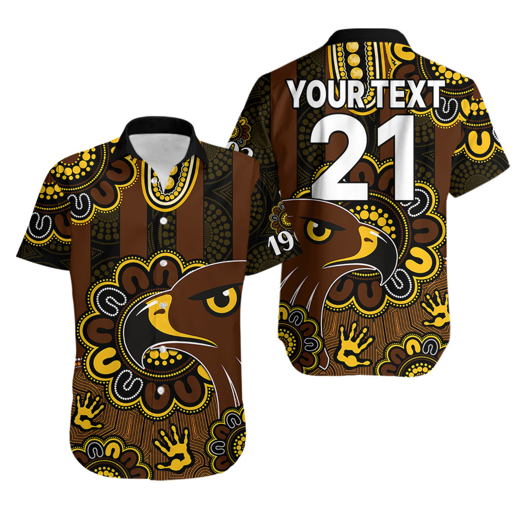 (Custom Personalised) AFL Hawthorn Hawks 1902 Aboriginal Hawaiian Shirt - Vibe Hoodie Shop