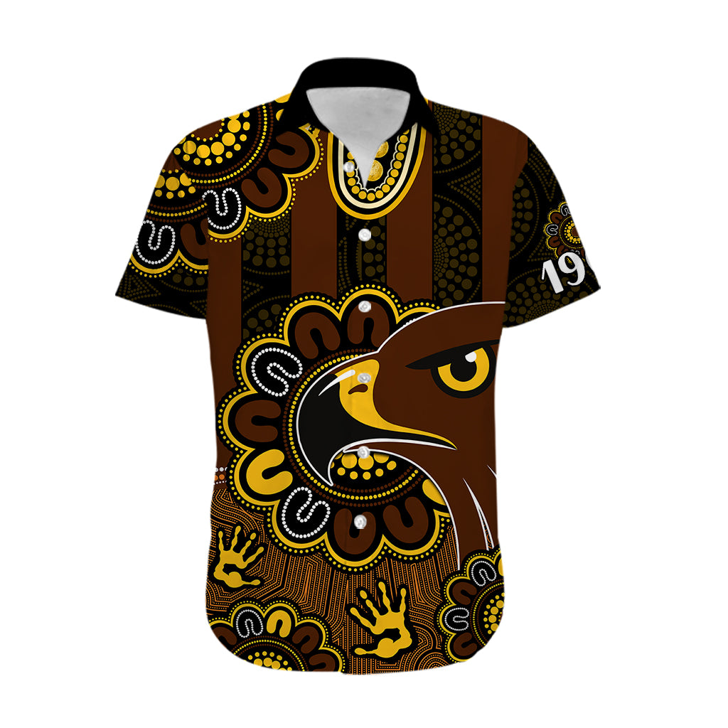 (Custom Personalised) AFL Hawthorn Hawks 1902 Aboriginal Hawaiian Shirt - Vibe Hoodie Shop