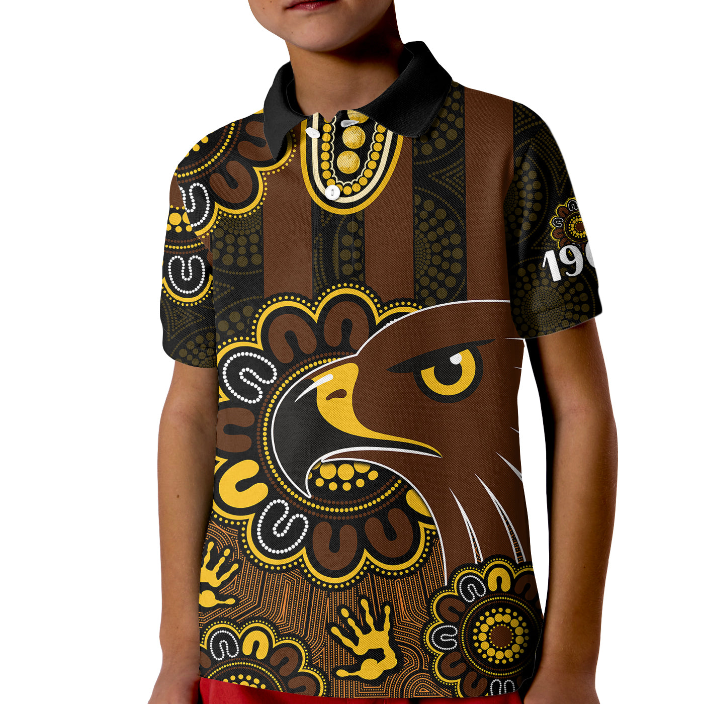 (Custom Personalised) AFL Hawthorn Hawks 1902 Aboriginal Kid Polo Shirt - Vibe Hoodie Shop