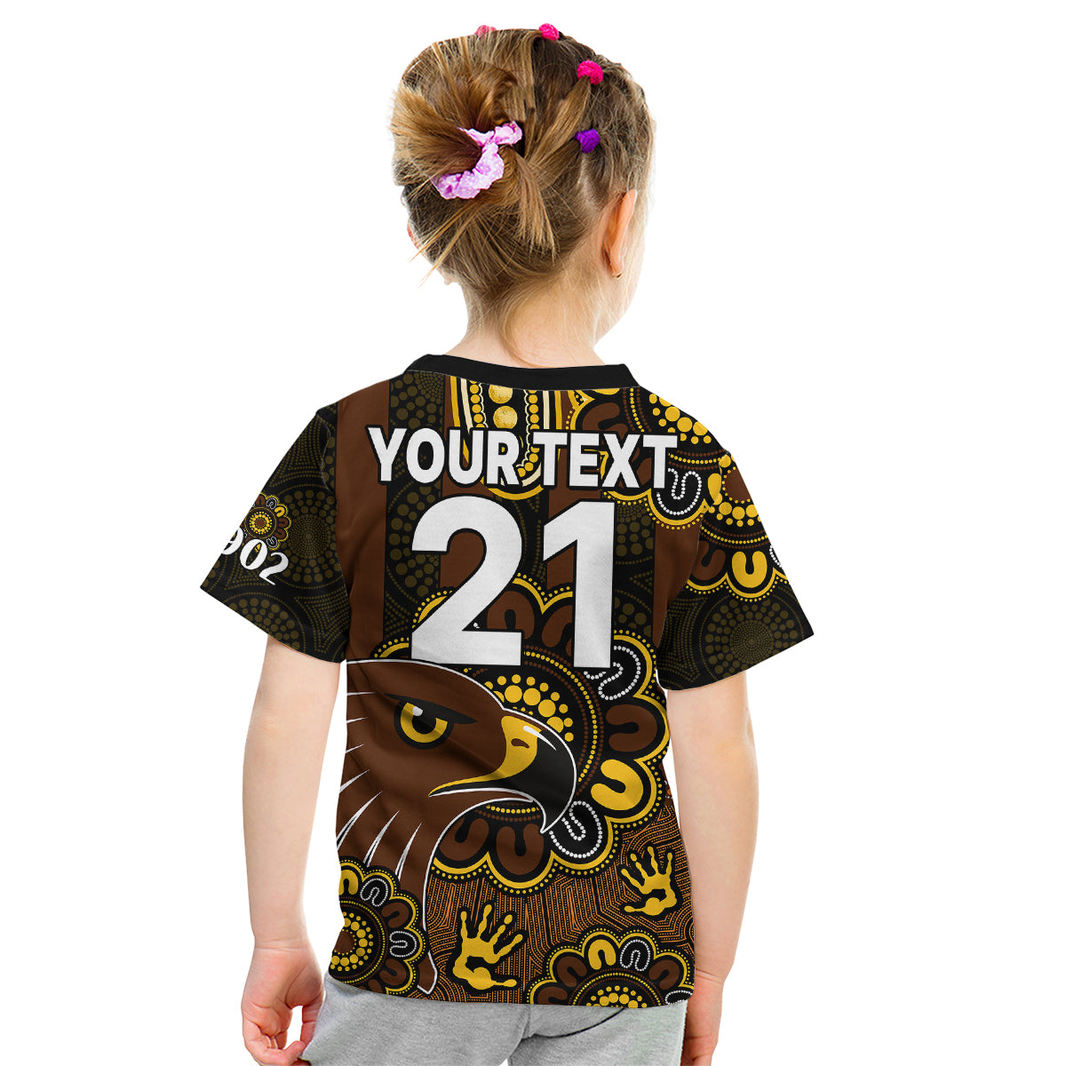 (Custom Personalised) AFL Hawthorn Hawks 1902 Aboriginal Kid T Shirt - Vibe Hoodie Shop