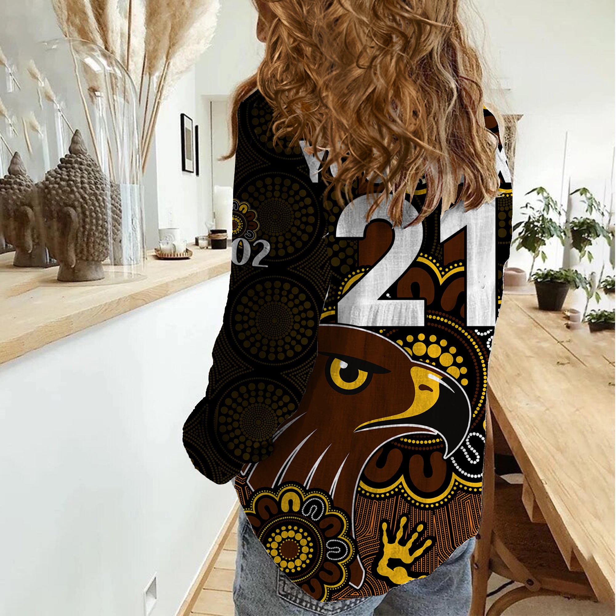 (Custom Personalised) AFL Hawthorn Hawks 1902 Aboriginal Women Casual Shirt - Vibe Hoodie Shop