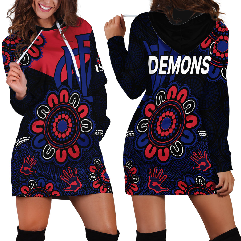 AFL Melbourne Demons 1858 Aboriginal Hoodie Dress - Vibe Hoodie Shop