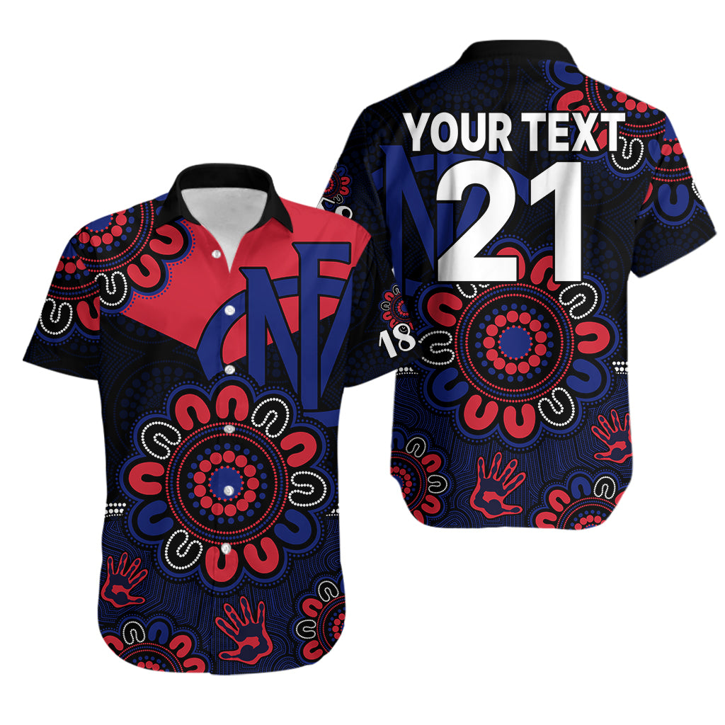 (Custom Personalised) AFL Melbourne Demons 1858 Aboriginal Hawaiian Shirt - Vibe Hoodie Shop