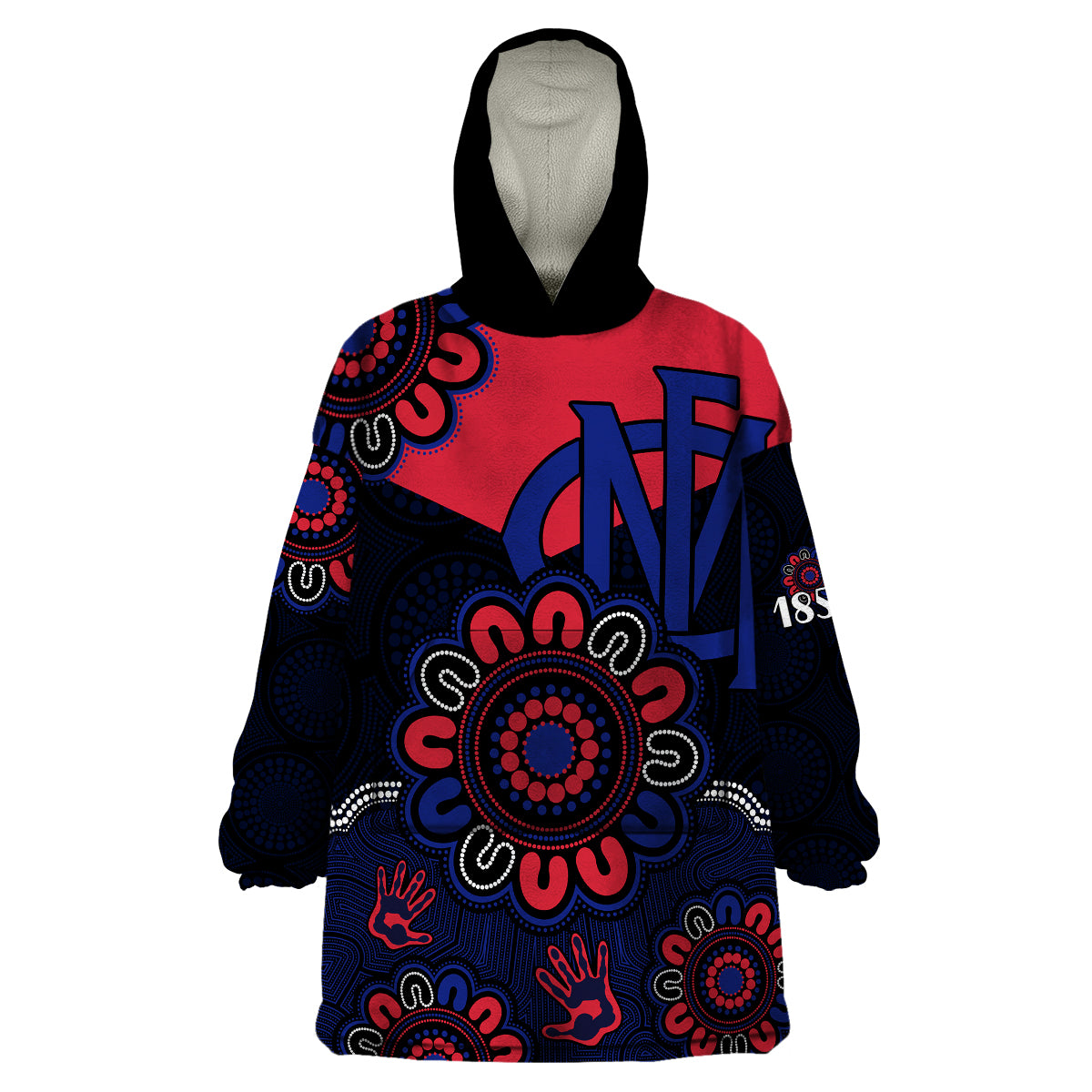 (Custom Personalised) AFL Melbourne Demons 1858 Aboriginal Wearable Blanket Hoodie - Vibe Hoodie Shop