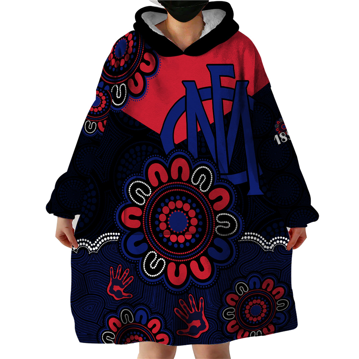 (Custom Personalised) AFL Melbourne Demons 1858 Aboriginal Wearable Blanket Hoodie - Vibe Hoodie Shop