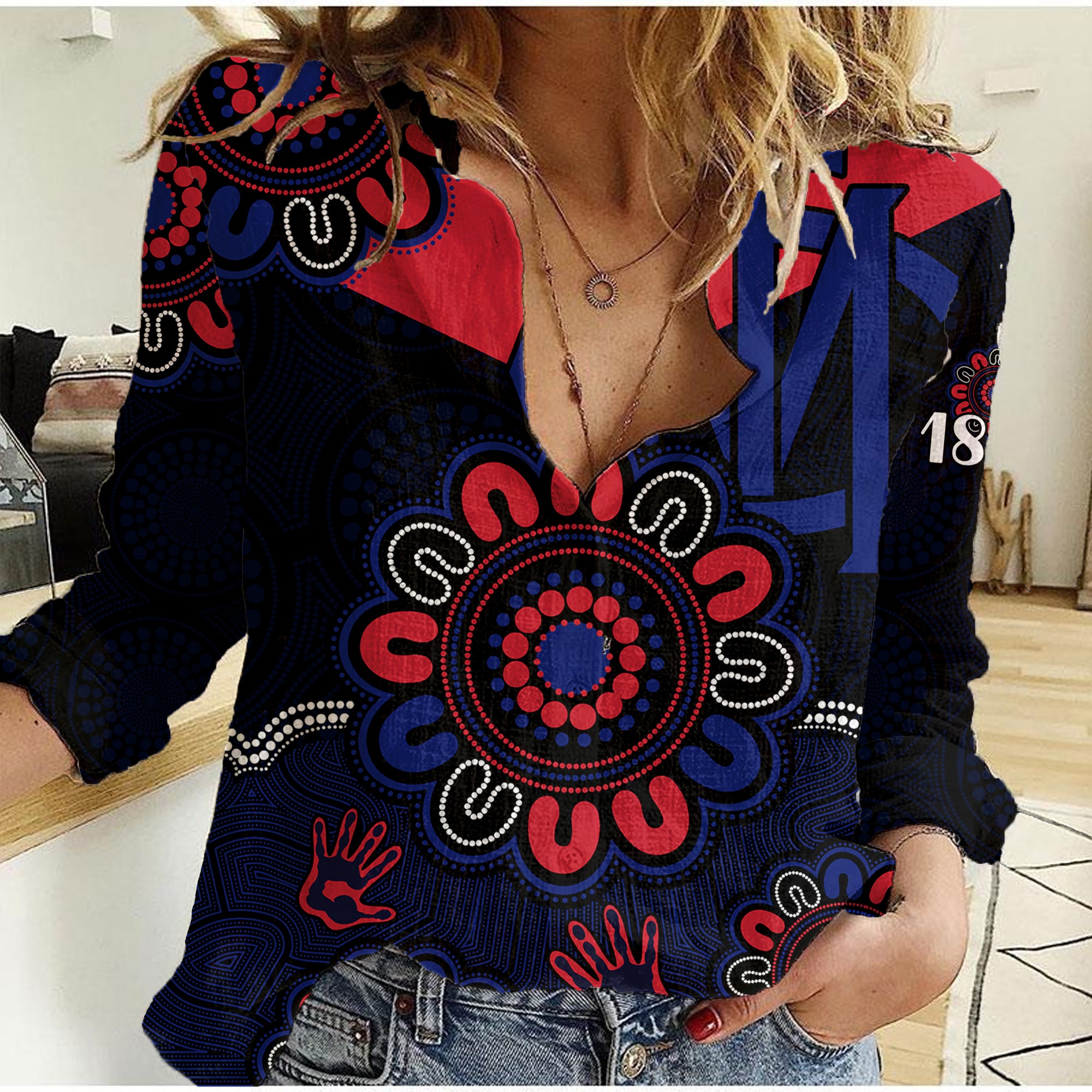 (Custom Personalised) AFL Melbourne Demons 1858 Aboriginal Women Casual Shirt - Vibe Hoodie Shop