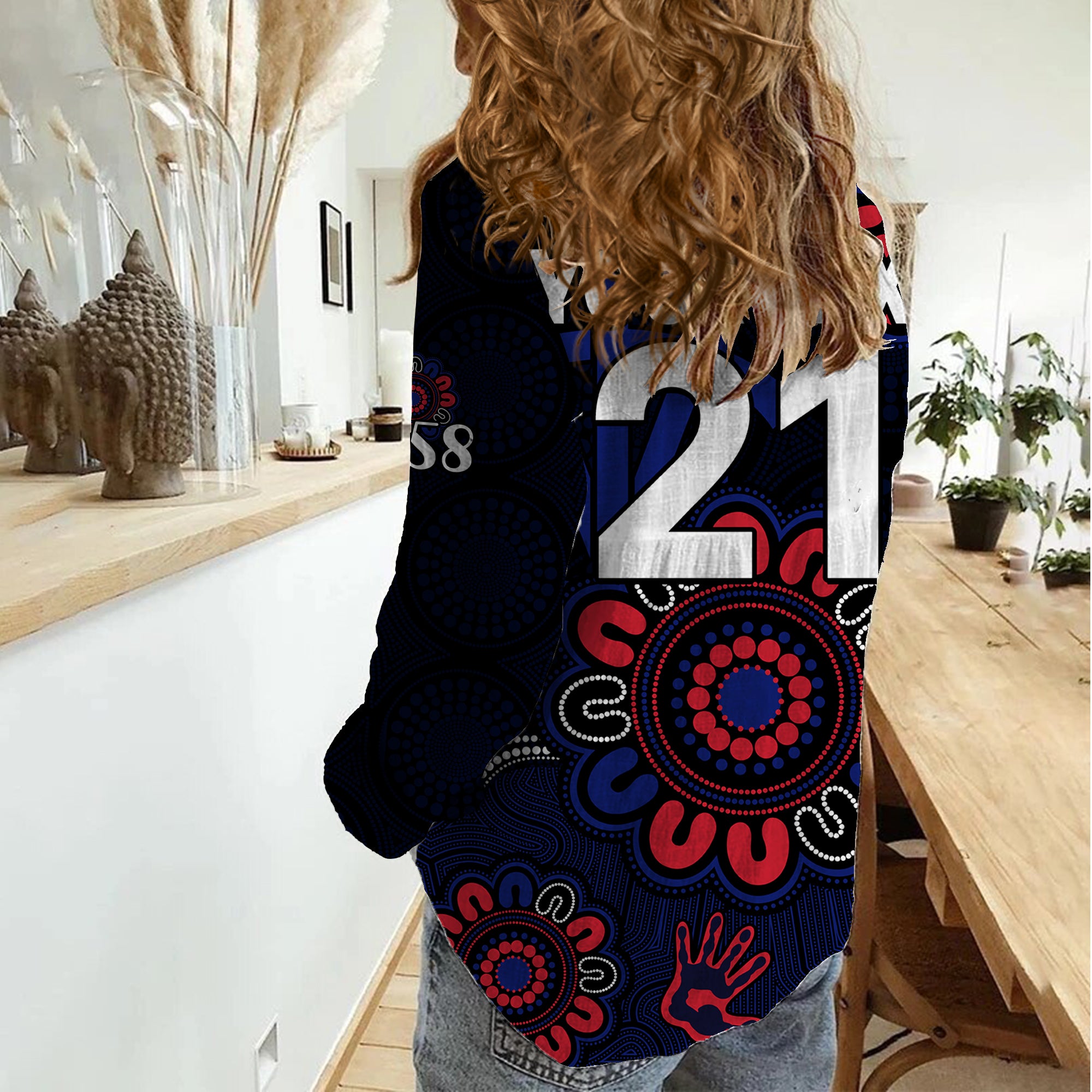 (Custom Personalised) AFL Melbourne Demons 1858 Aboriginal Women Casual Shirt - Vibe Hoodie Shop