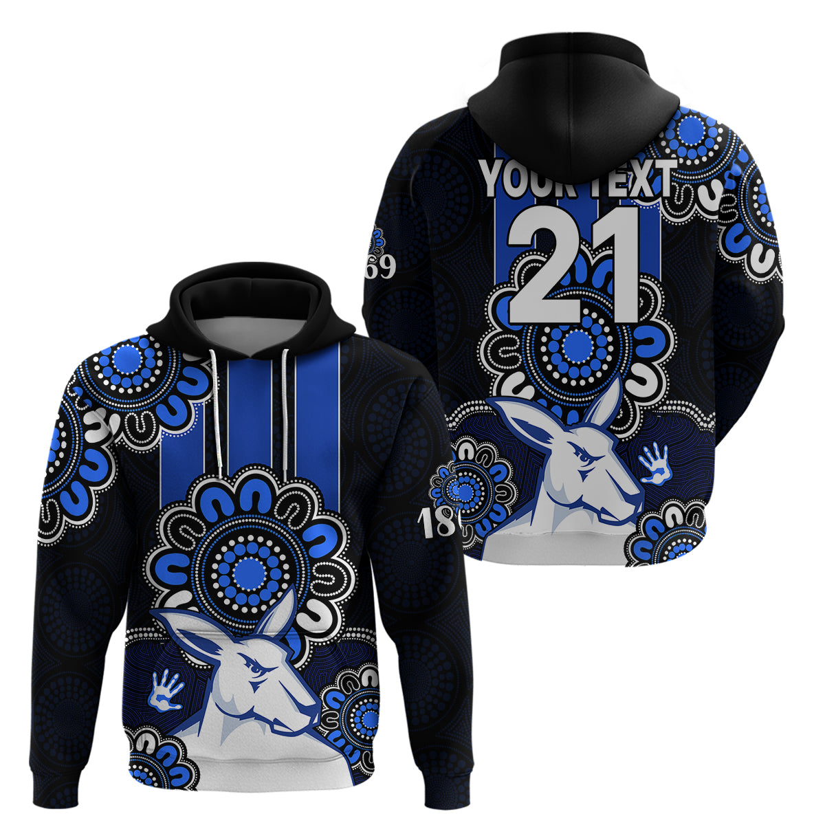 (Custom Personalised) AFL North Melbourne Kangaroos 1869  Aboriginal Hoodie LT9 - Vibe Hoodie Shop