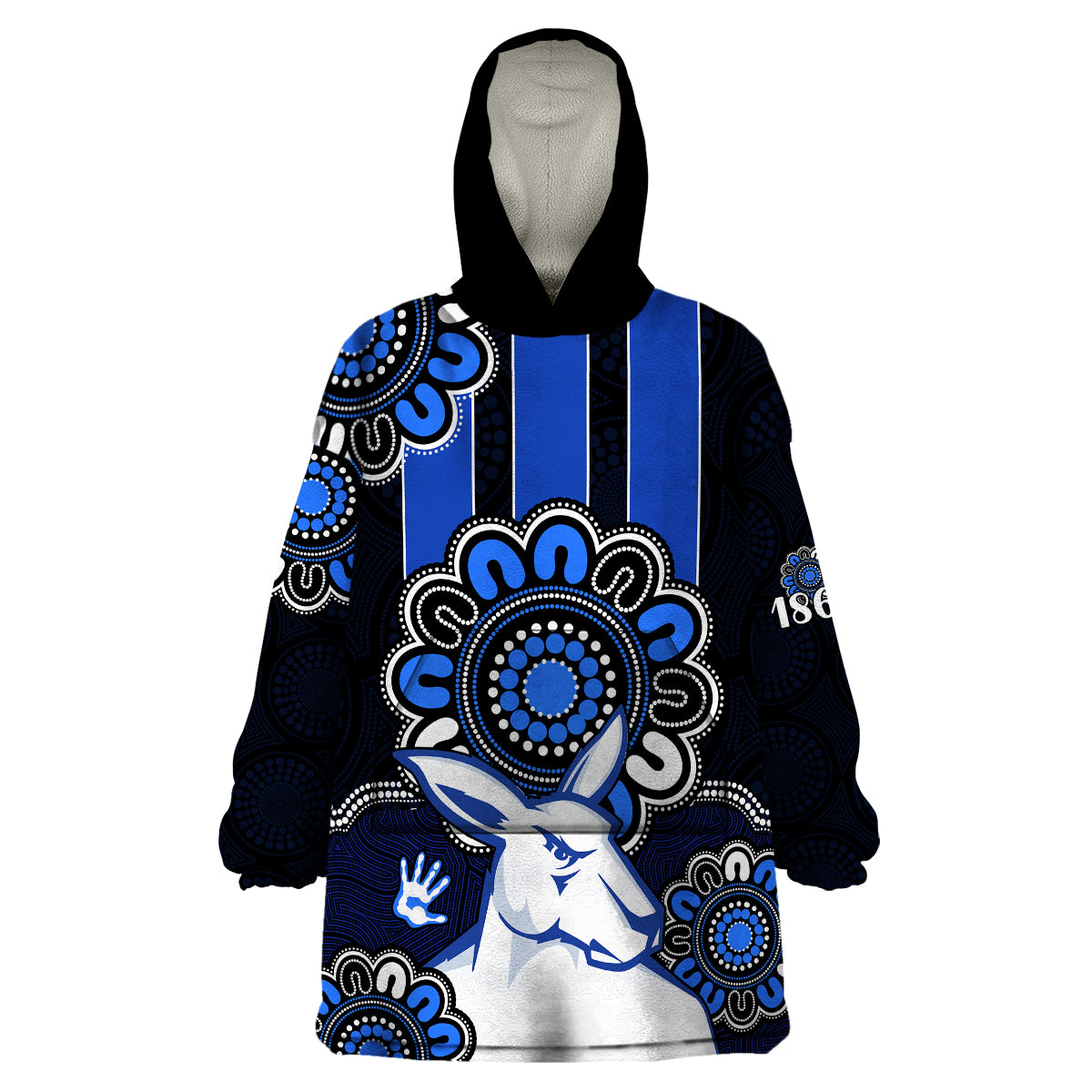 (Custom Personalised) AFL North Melbourne Kangaroos 1869  Aboriginal Wearable Blanket Hoodie - Vibe Hoodie Shop