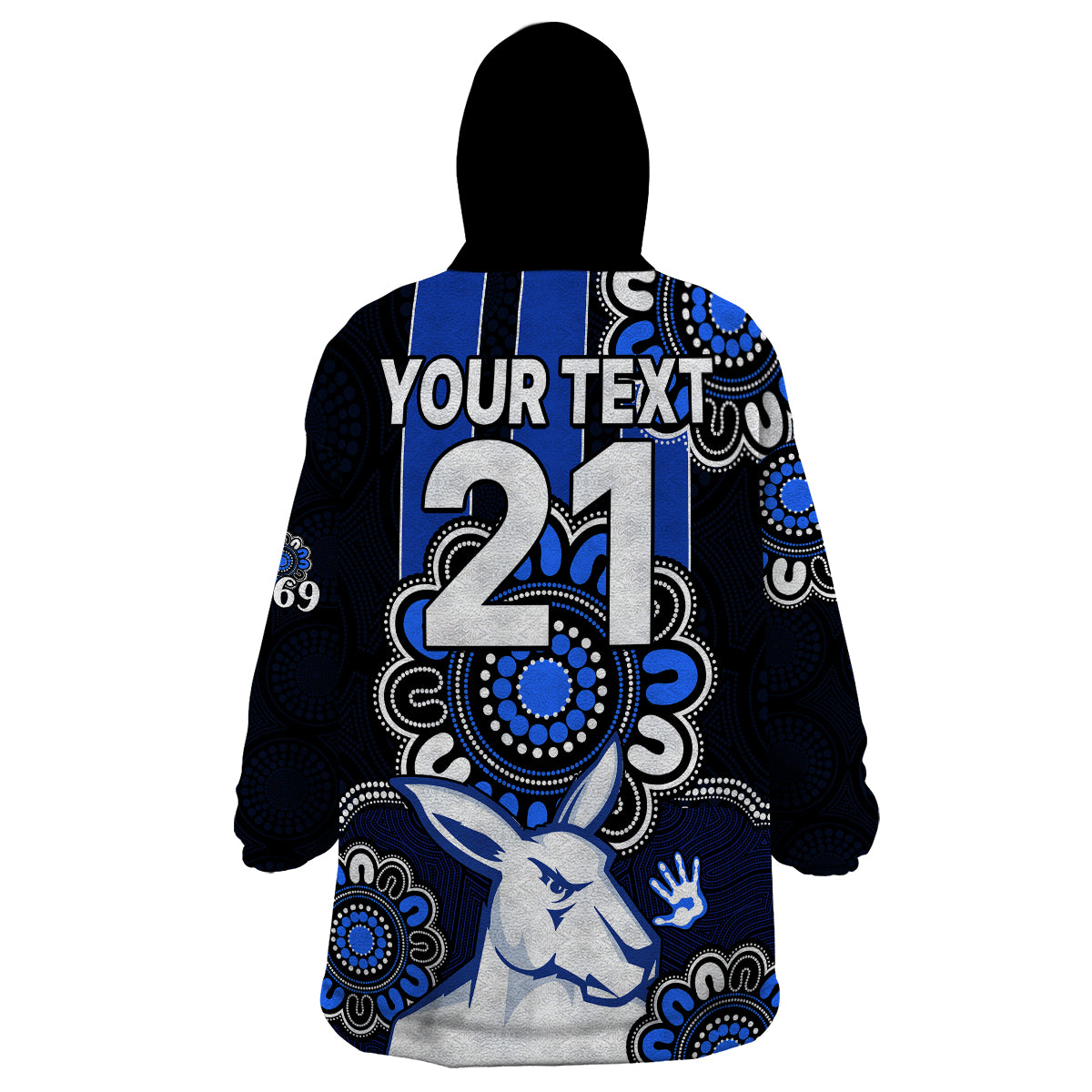 (Custom Personalised) AFL North Melbourne Kangaroos 1869  Aboriginal Wearable Blanket Hoodie - Vibe Hoodie Shop