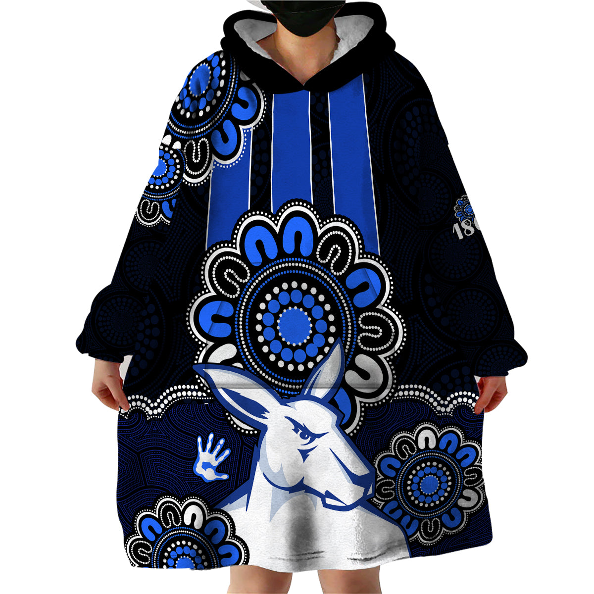 (Custom Personalised) AFL North Melbourne Kangaroos 1869  Aboriginal Wearable Blanket Hoodie - Vibe Hoodie Shop