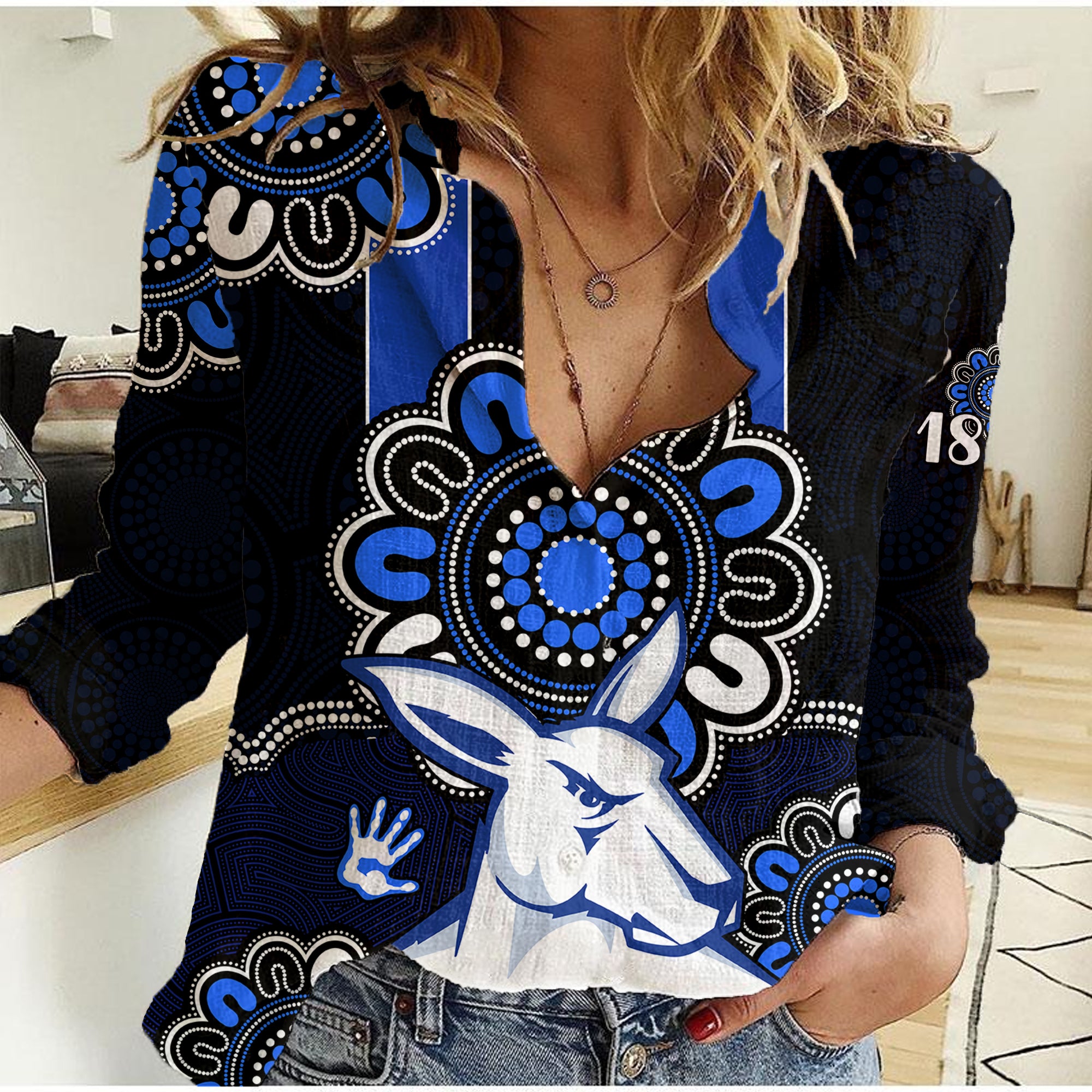 (Custom Personalised) AFL North Melbourne Kangaroos 1869  Aboriginal Women Casual Shirt - Vibe Hoodie Shop