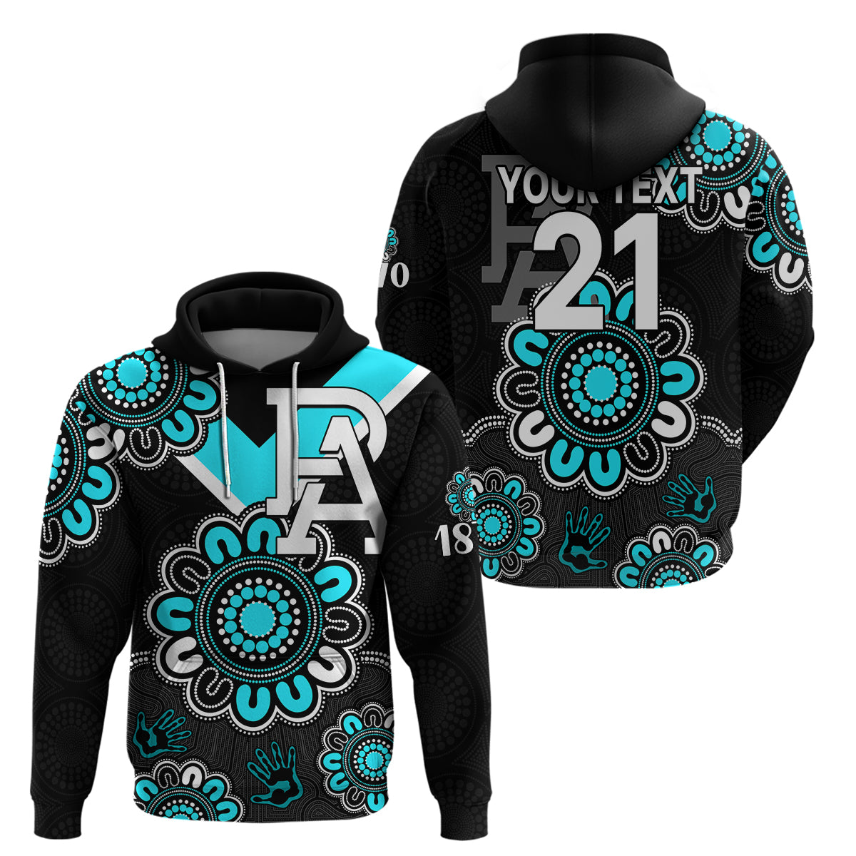 (Custom Personalised) AFL Port Adelaide Power 1870 Aboriginal Hoodie LT9 - Vibe Hoodie Shop
