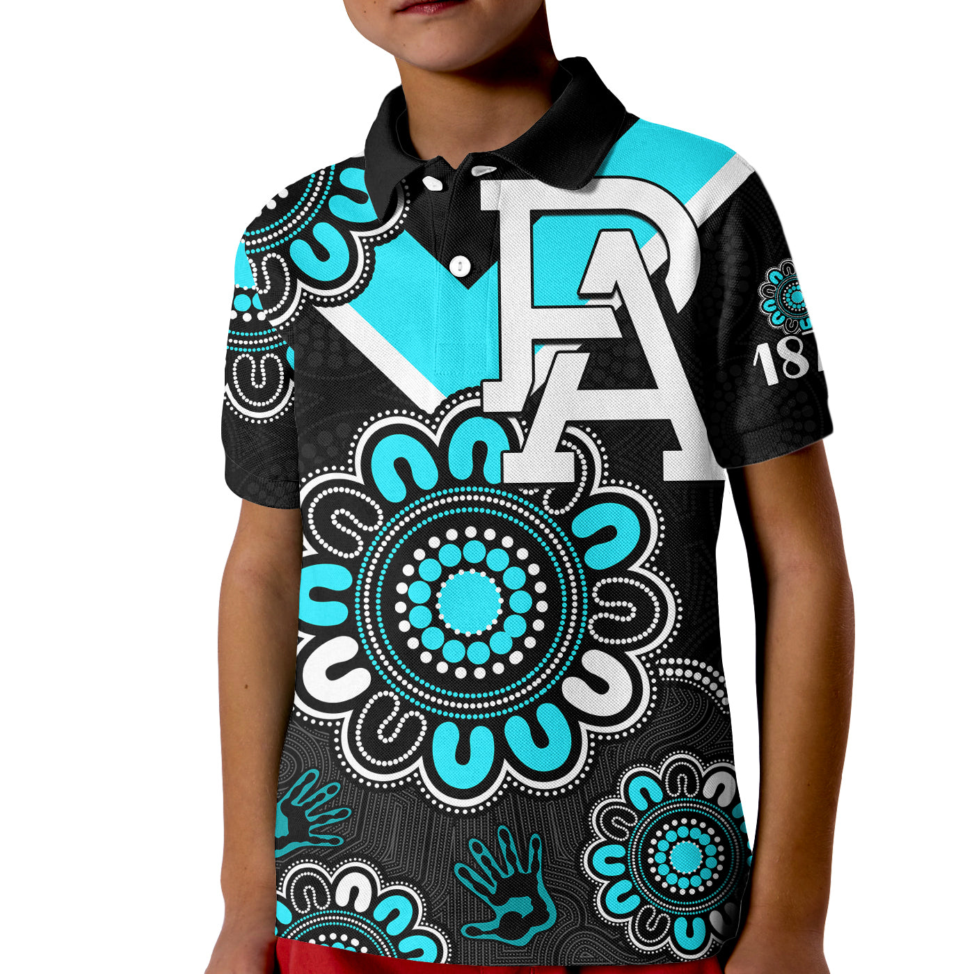 (Custom Personalised) AFL Port Adelaide Power 1870 Aboriginal Kid Polo Shirt - Vibe Hoodie Shop