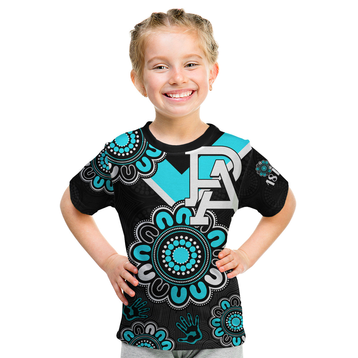 (Custom Personalised) AFL Port Adelaide Power 1870 Aboriginal Kid T Shirt - Vibe Hoodie Shop