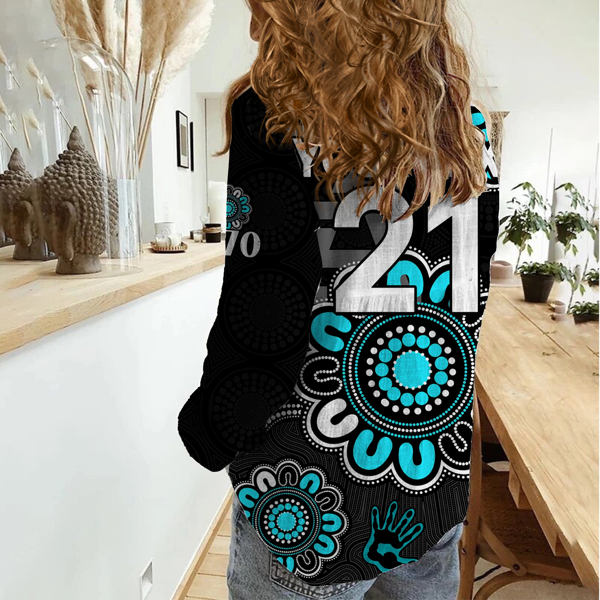 (Custom Personalised) AFL Port Adelaide Power 1870 Aboriginal Women Casual Shirt - Vibe Hoodie Shop