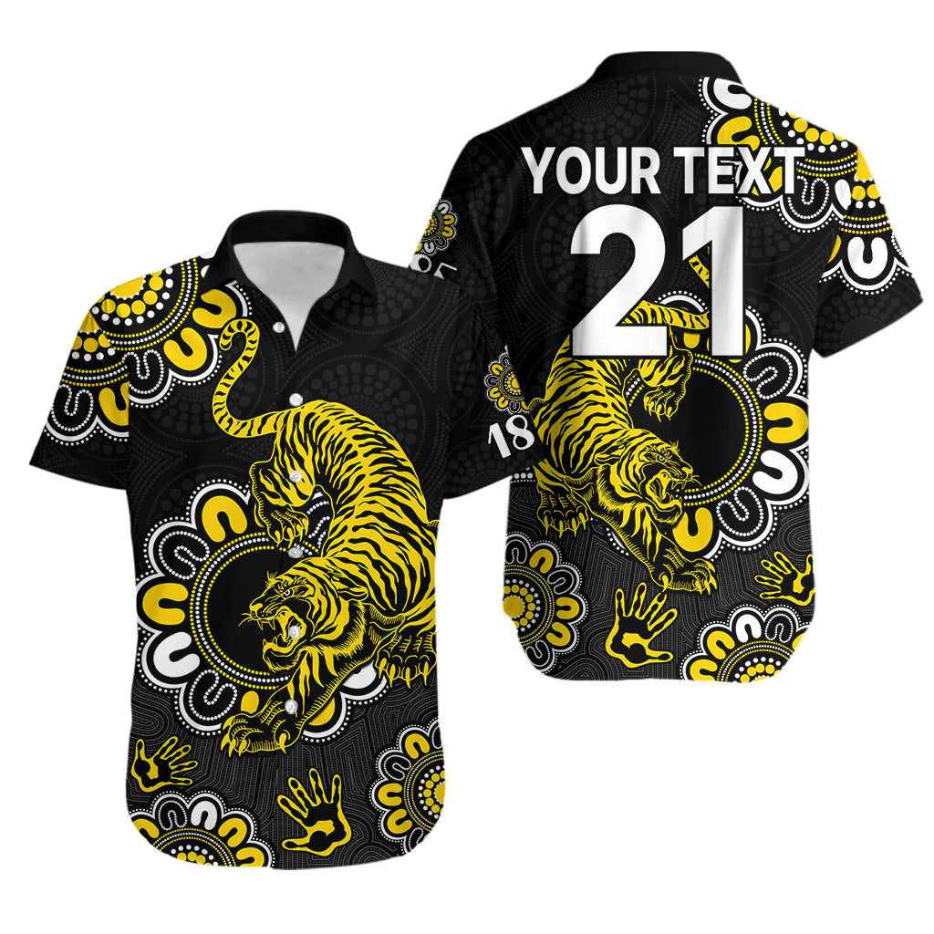 (Custom Personalised) AFL Richmond Tigers 1885 Aboriginal Hawaiian Shirt - Vibe Hoodie Shop