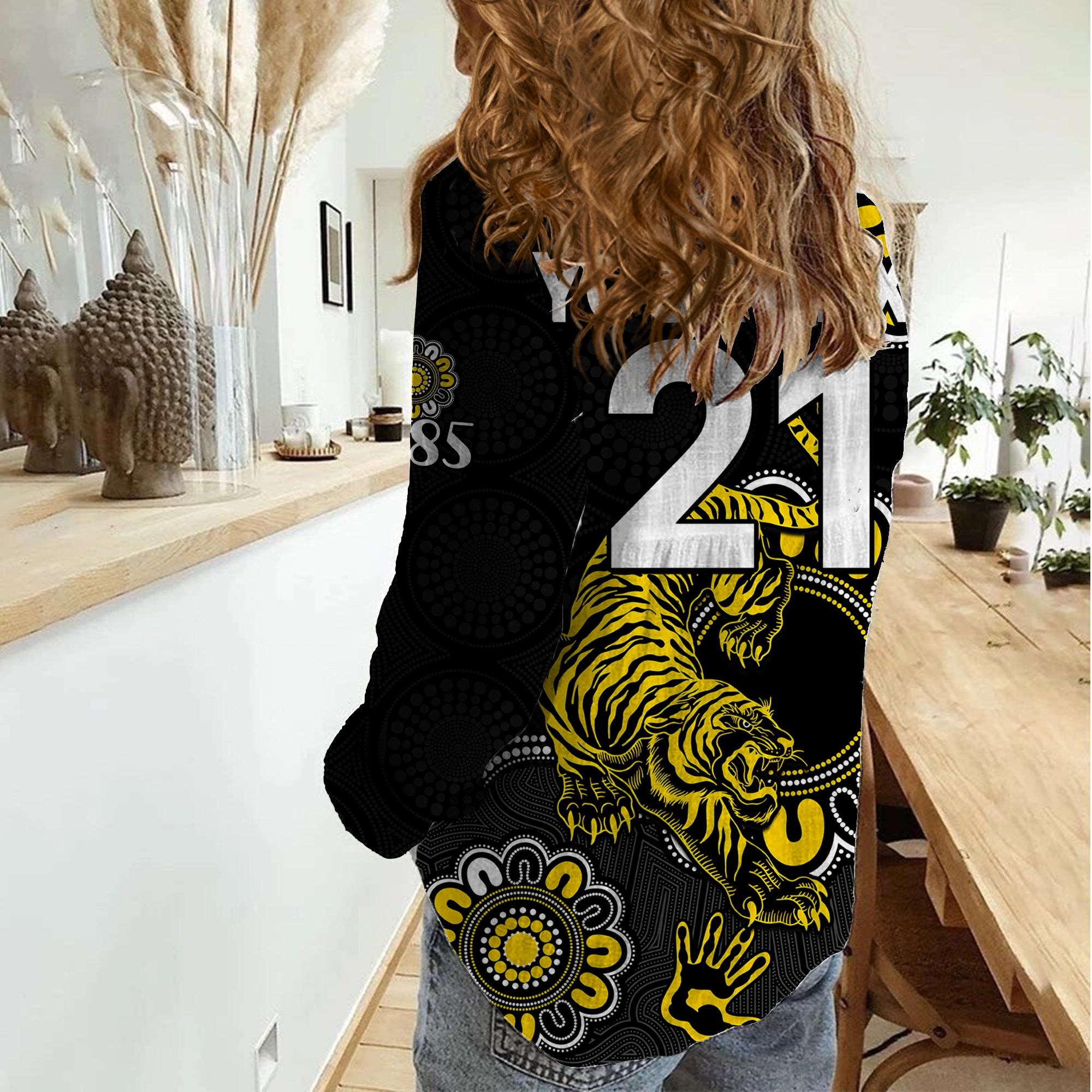 (Custom Personalised) AFL Richmond Tigers 1885 Aboriginal Women Casual Shirt - Vibe Hoodie Shop