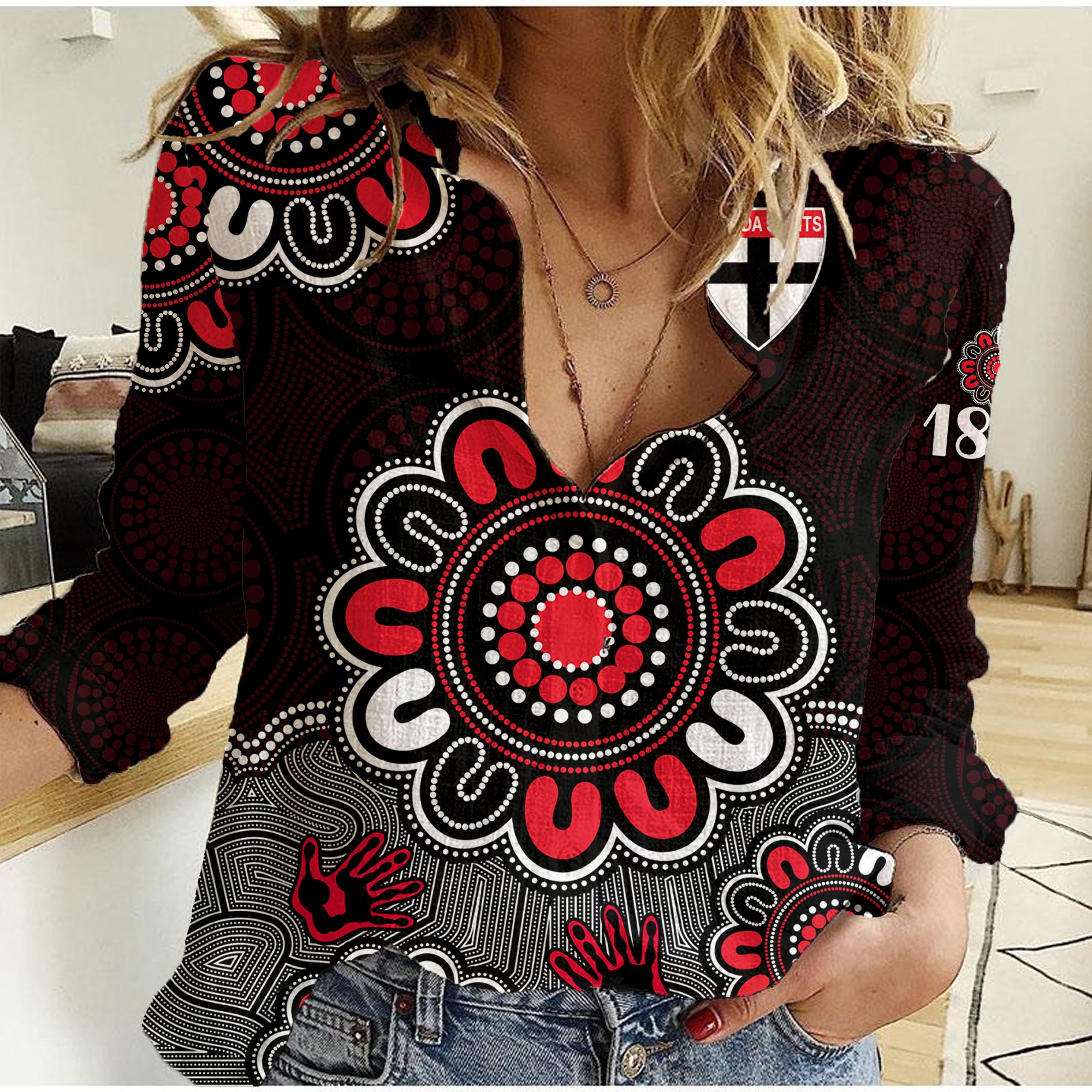 AFL St Kilda Saints 1873 Aboriginal Women Casual Shirt - Vibe Hoodie Shop