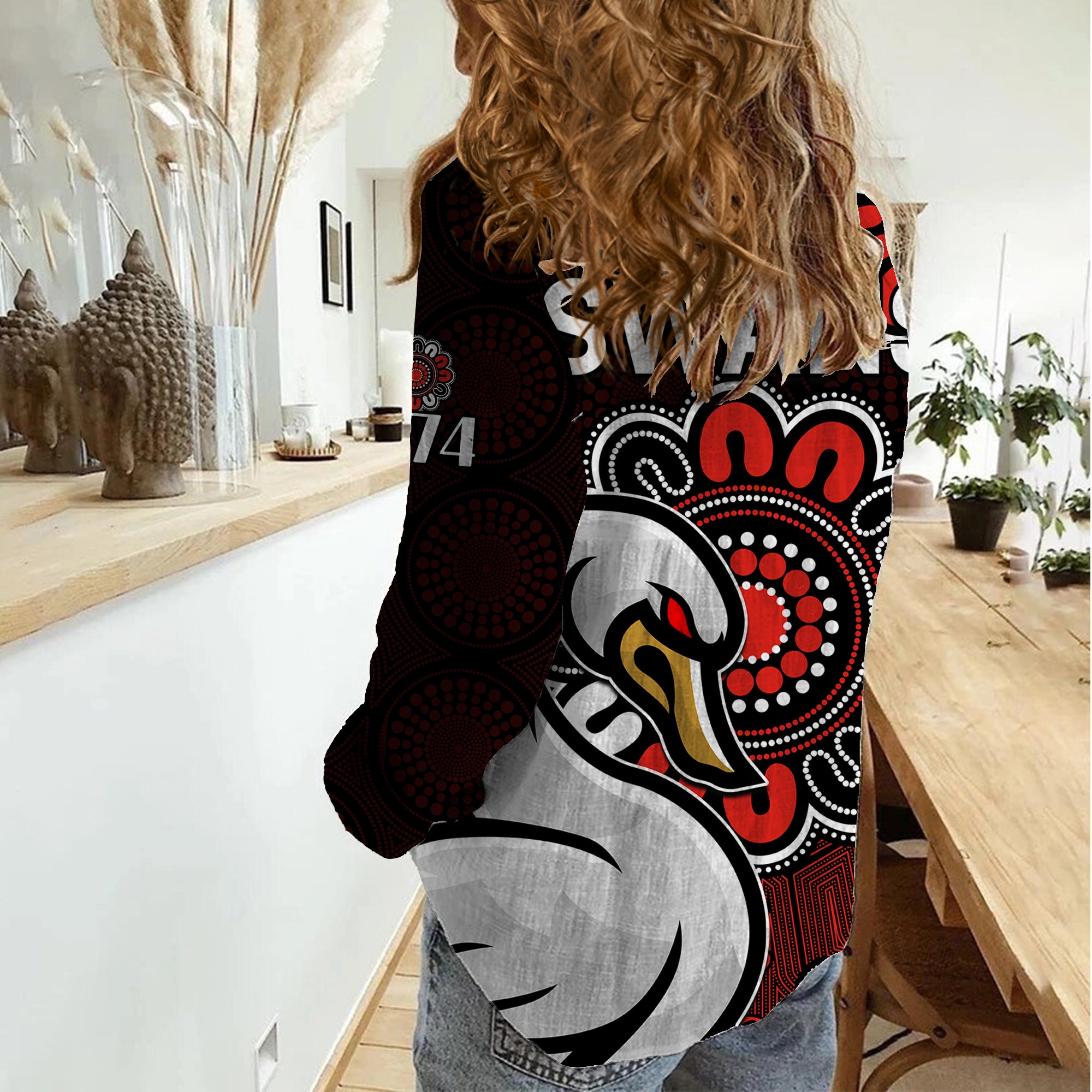 AFL Sydney Swans 1874 Aboriginal Women Casual Shirt - Vibe Hoodie Shop
