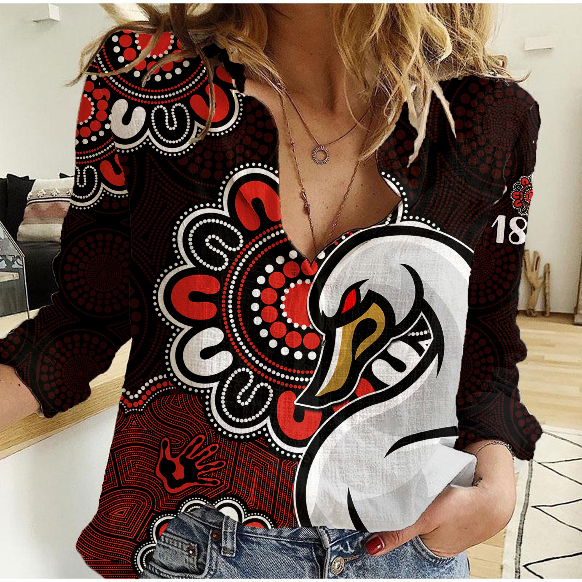 (Custom Personalised) AFL Sydney Swans 1874 Aboriginal Women Casual Shirt - Vibe Hoodie Shop