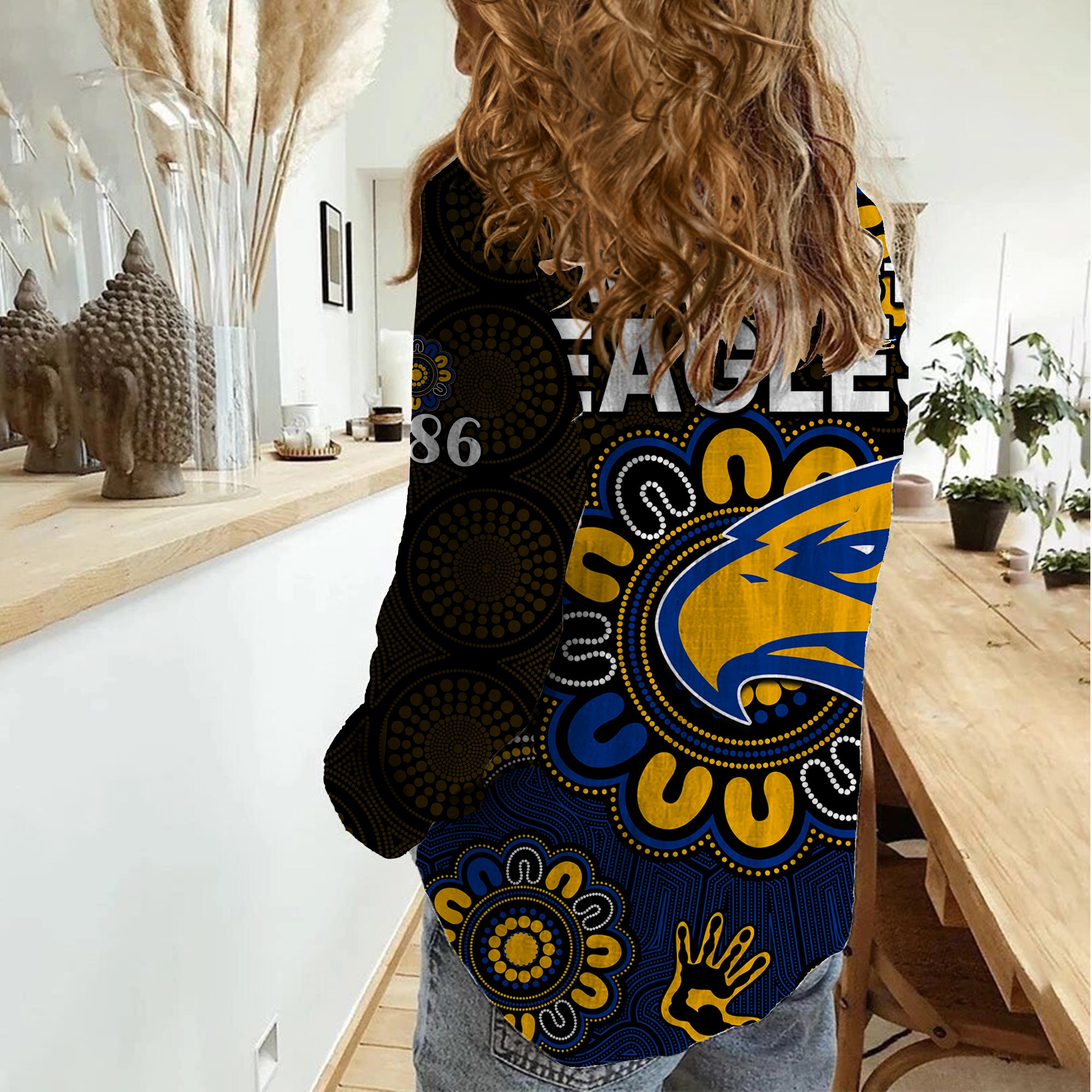 AFL West Coast Eagles 1986 Aboriginal Women Casual Shirt - Vibe Hoodie Shop