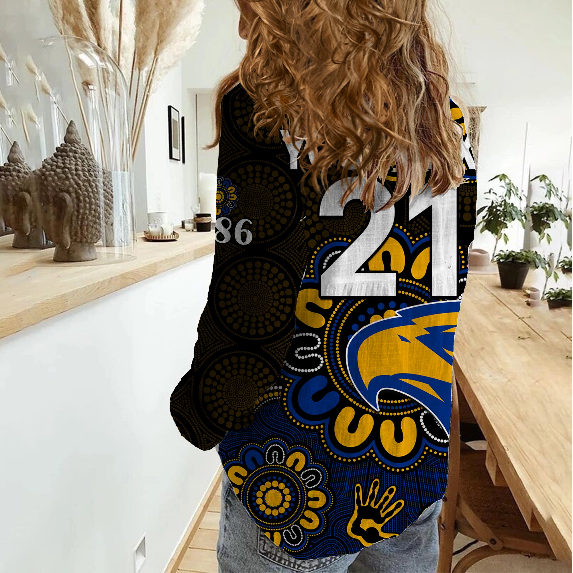 (Custom Personalised) AFL West Coast Eagles 1986 Aboriginal Women Casual Shirt - Vibe Hoodie Shop