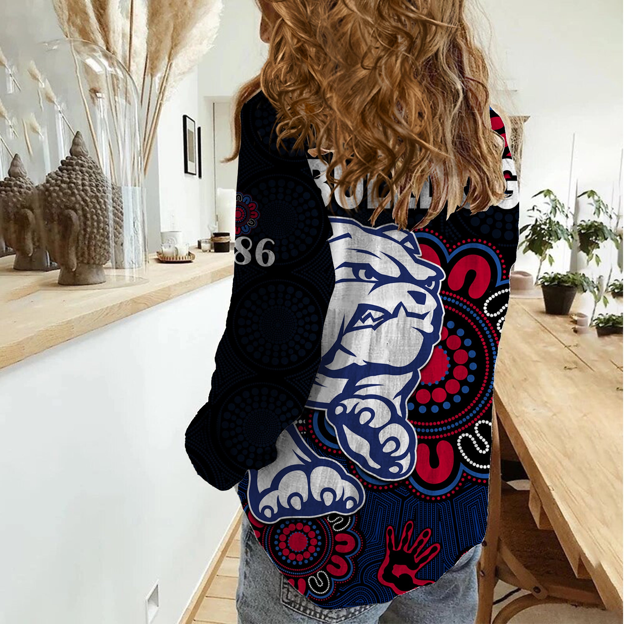AFL Western Bulldogs Dogs 1877 Aboriginal Women Casual Shirt - Vibe Hoodie Shop