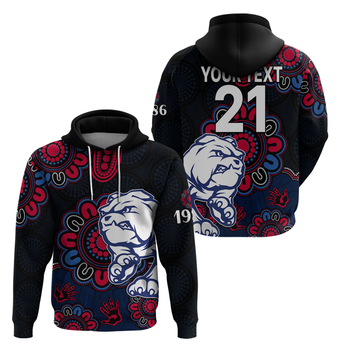 (Custom Personalised) AFL Western Bulldogs Dogs 1877 Aboriginal Hoodie LT9 - Vibe Hoodie Shop