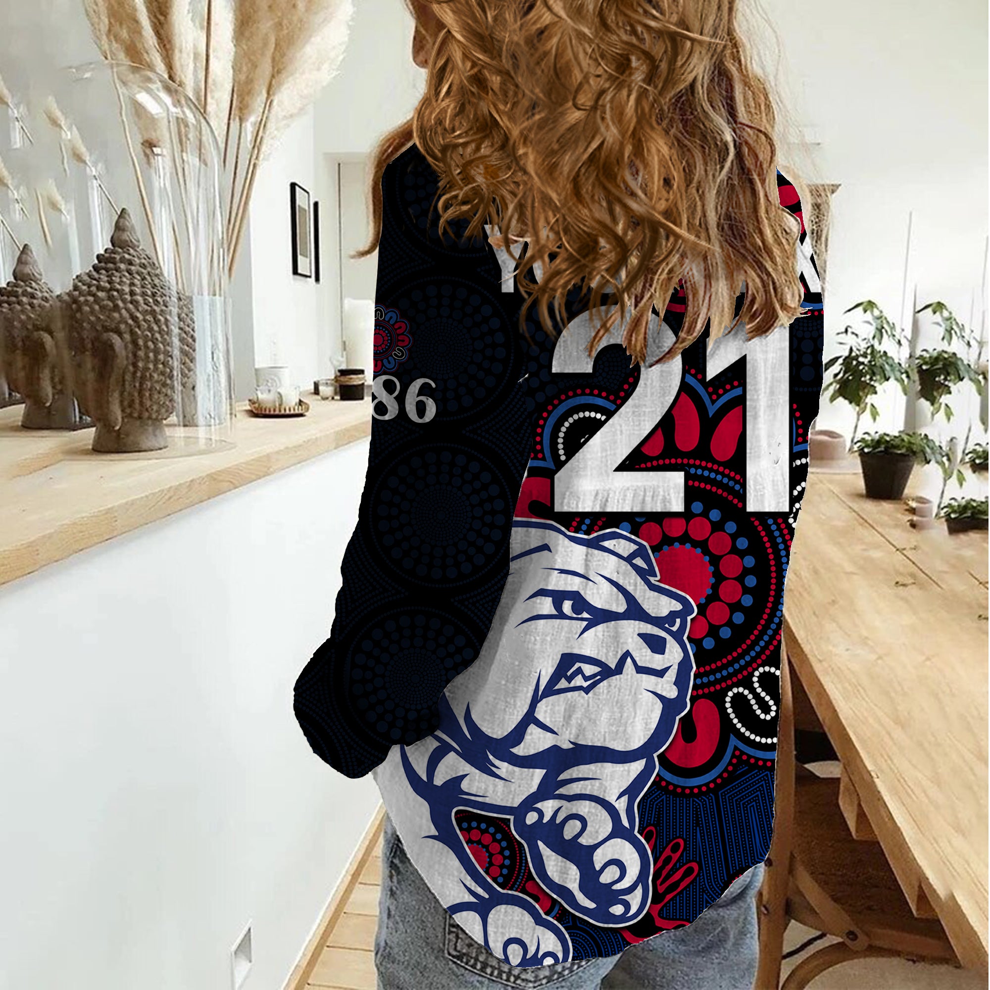(Custom Personalised) AFL Western Bulldogs Dogs 1877 Aboriginal Women Casual Shirt - Vibe Hoodie Shop