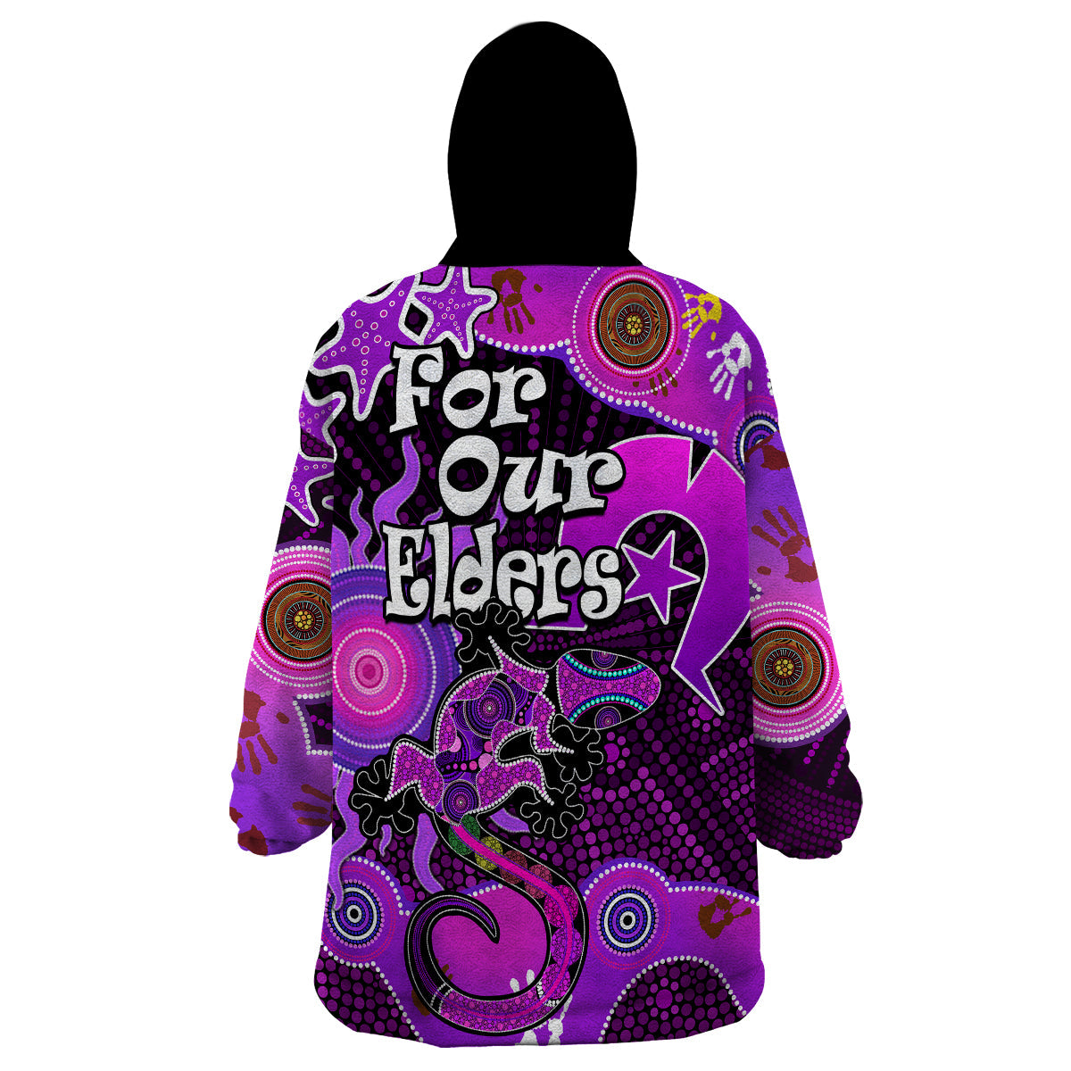 Aboriginal NAIDOC Week 2023 Wearable Blanket Hoodie Turtle Lizard Sun - Vibe Hoodie Shop