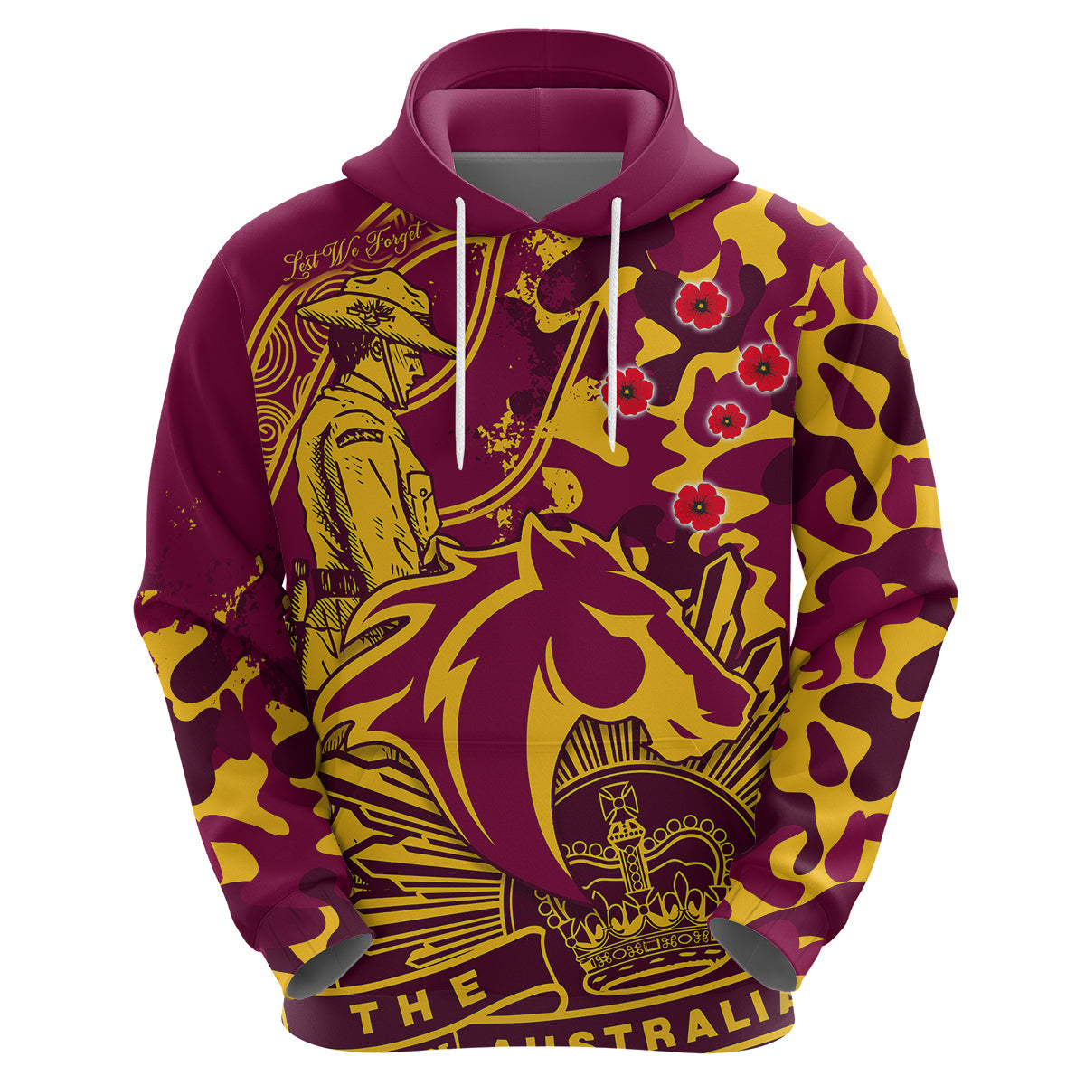 NRL ANZAC 2023 Broncos Hoodie Camouflage LT9 - Vibe Hoodie Shop