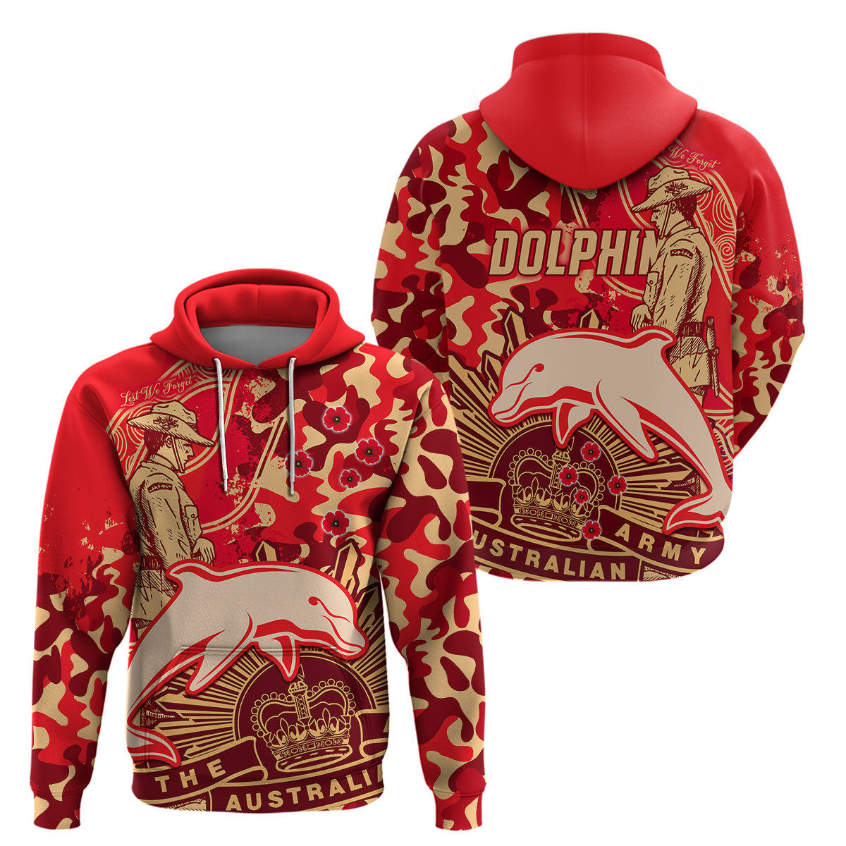 NRL ANZAC 2023 Dolphins Hoodie Camouflage LT9 - Vibe Hoodie Shop