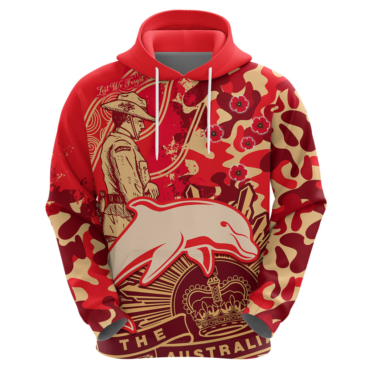 NRL ANZAC 2023 Dolphins Hoodie Camouflage LT9 - Vibe Hoodie Shop