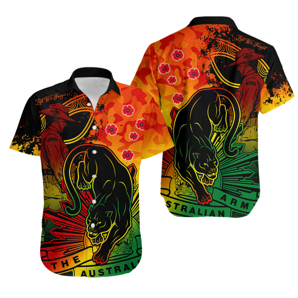 NRL ANZAC 2023 Panthers Hawaiian Shirt Camouflage - Vibe Hoodie Shop