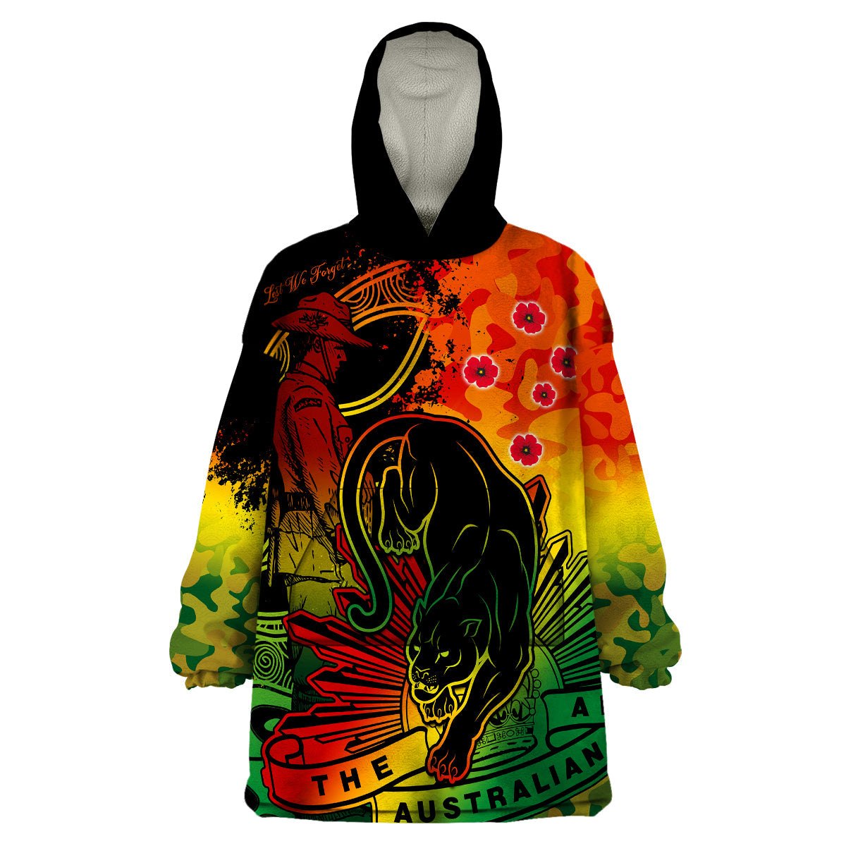 NRL ANZAC 2023 Panthers Wearable Blanket Hoodie Camouflage - Vibe Hoodie Shop