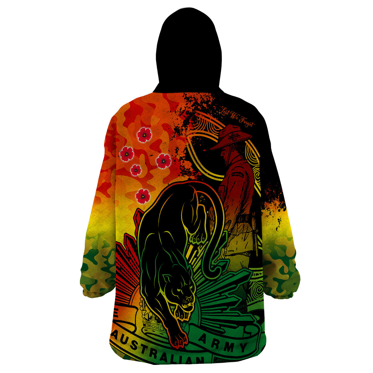 NRL ANZAC 2023 Panthers Wearable Blanket Hoodie Camouflage - Vibe Hoodie Shop