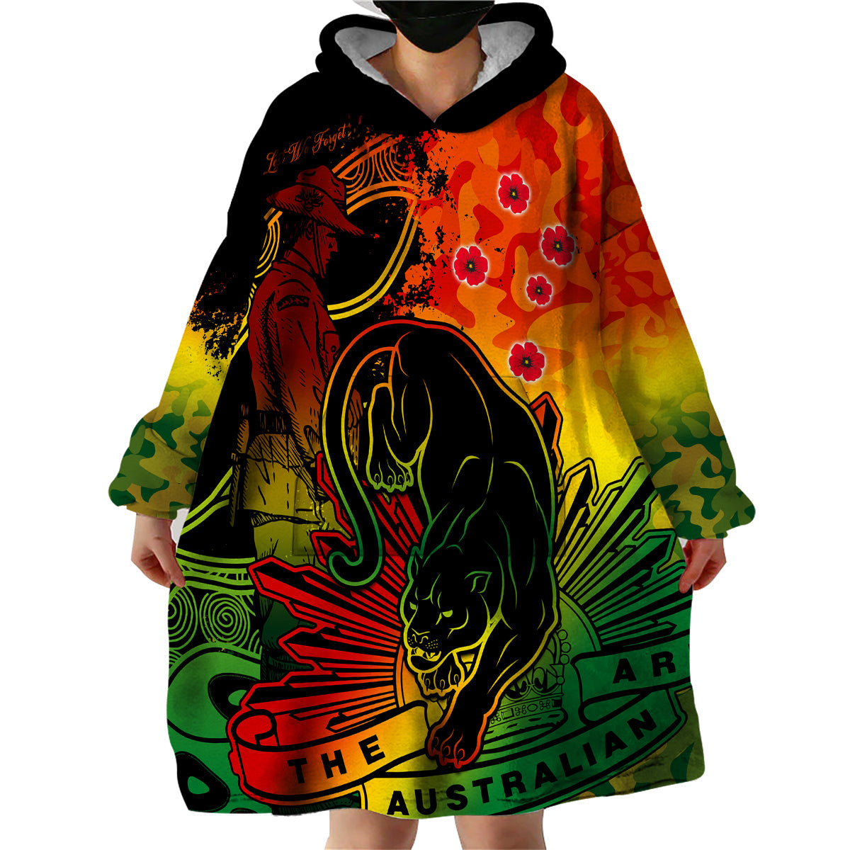 NRL ANZAC 2023 Panthers Wearable Blanket Hoodie Camouflage - Vibe Hoodie Shop