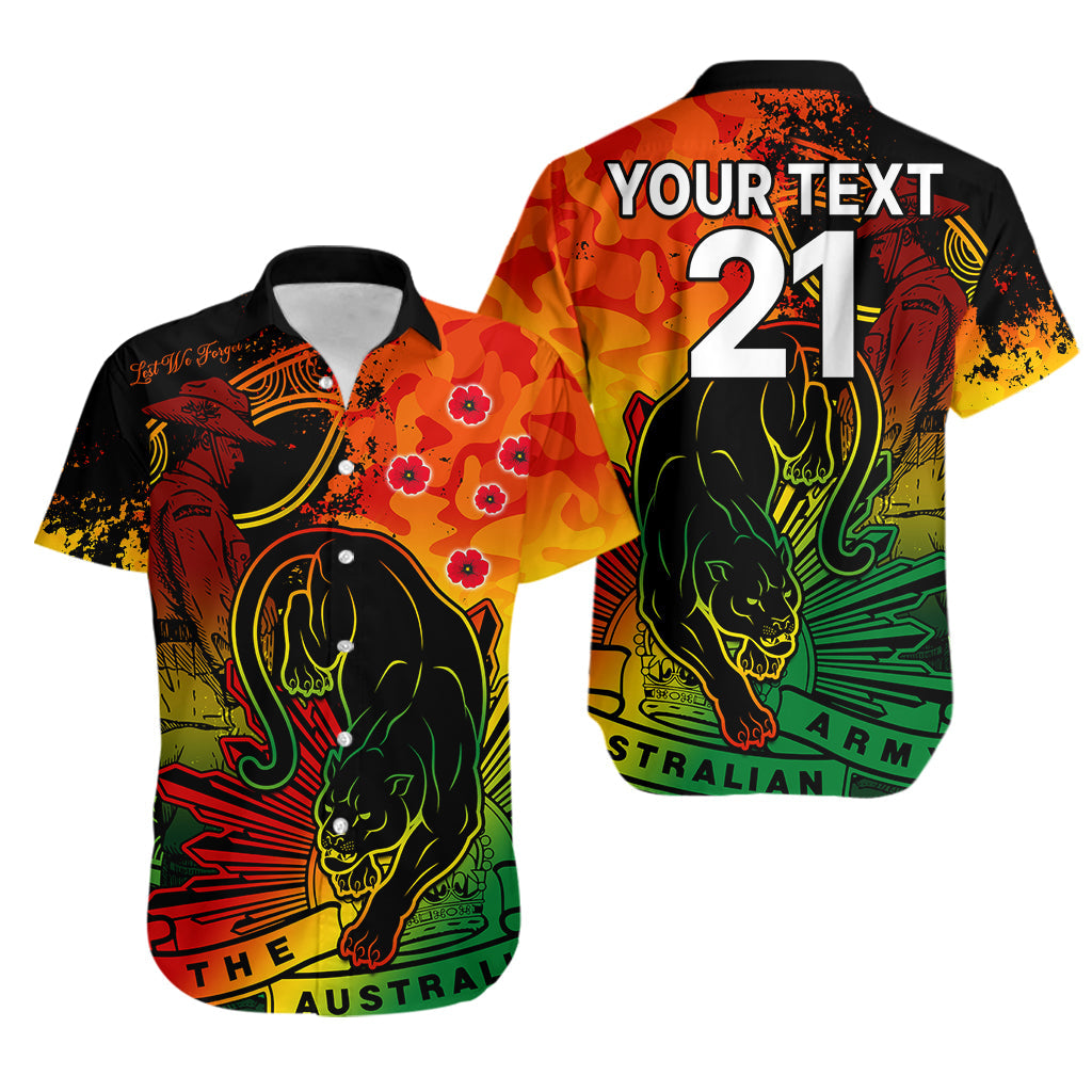 (Custom Text And Number) NRL ANZAC 2023 Panthers Hawaiian Shirt Camouflage - Vibe Hoodie Shop