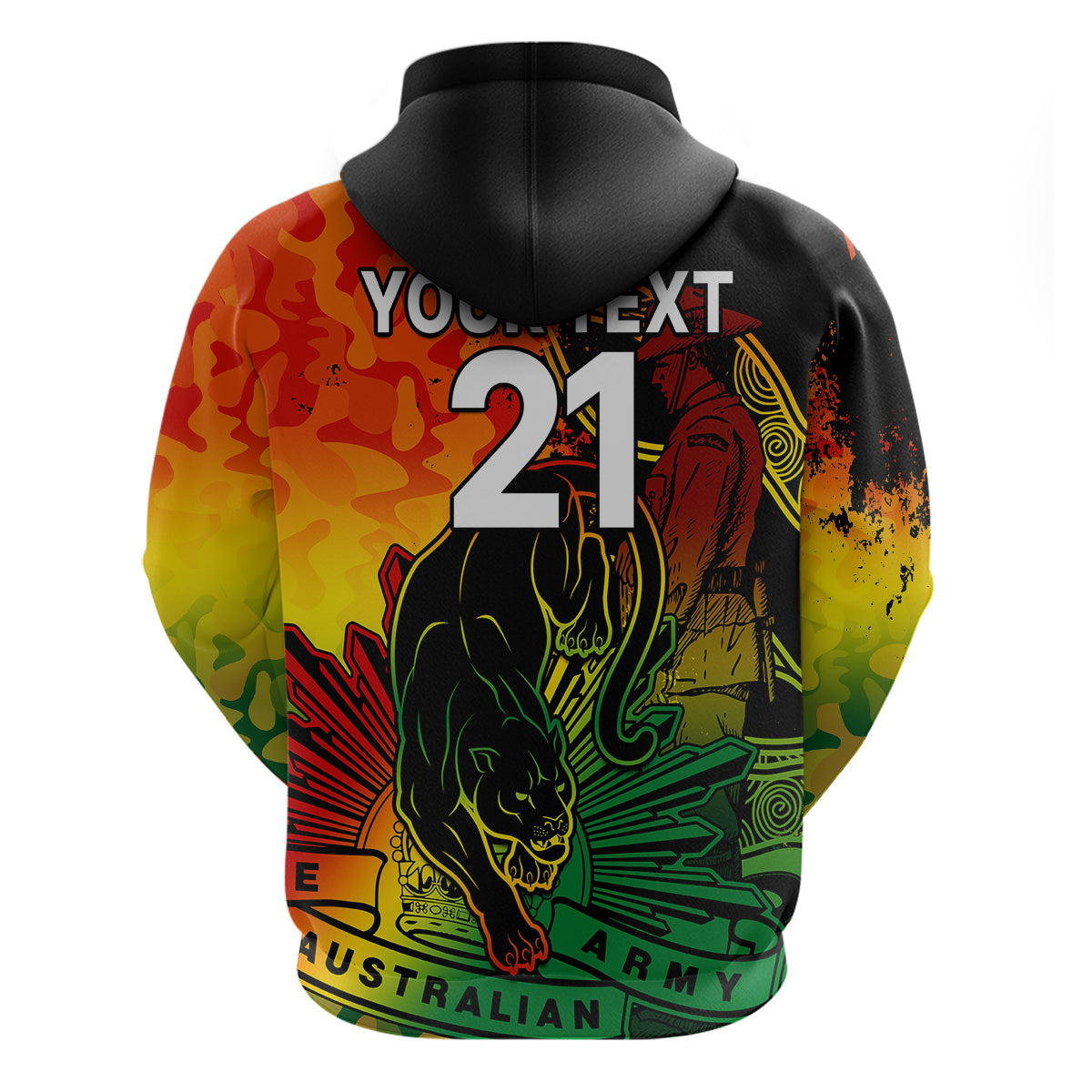 (Custom Text And Number) NRL ANZAC 2023 Panthers Hoodie Camouflage LT9 - Vibe Hoodie Shop