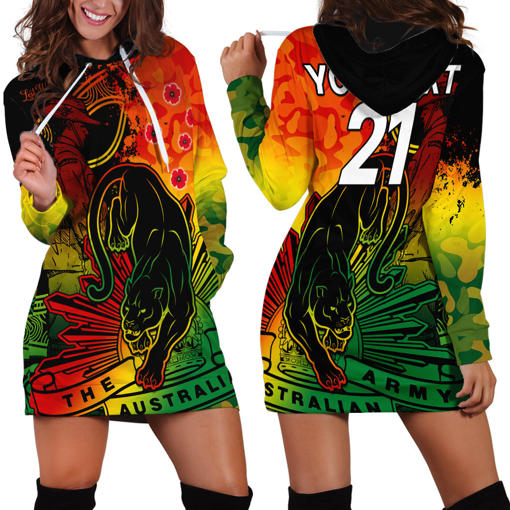 (Custom Text And Number) NRL ANZAC 2023 Panthers Hoodie Dress Camouflage - Vibe Hoodie Shop