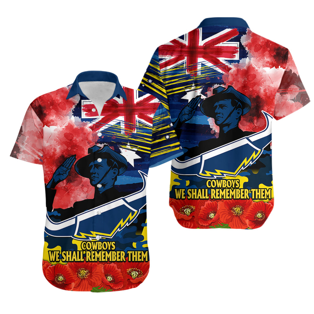 ANZAC Cowboys Rugby Hawaiian Shirt We Shall Remember - Vibe Hoodie Shop