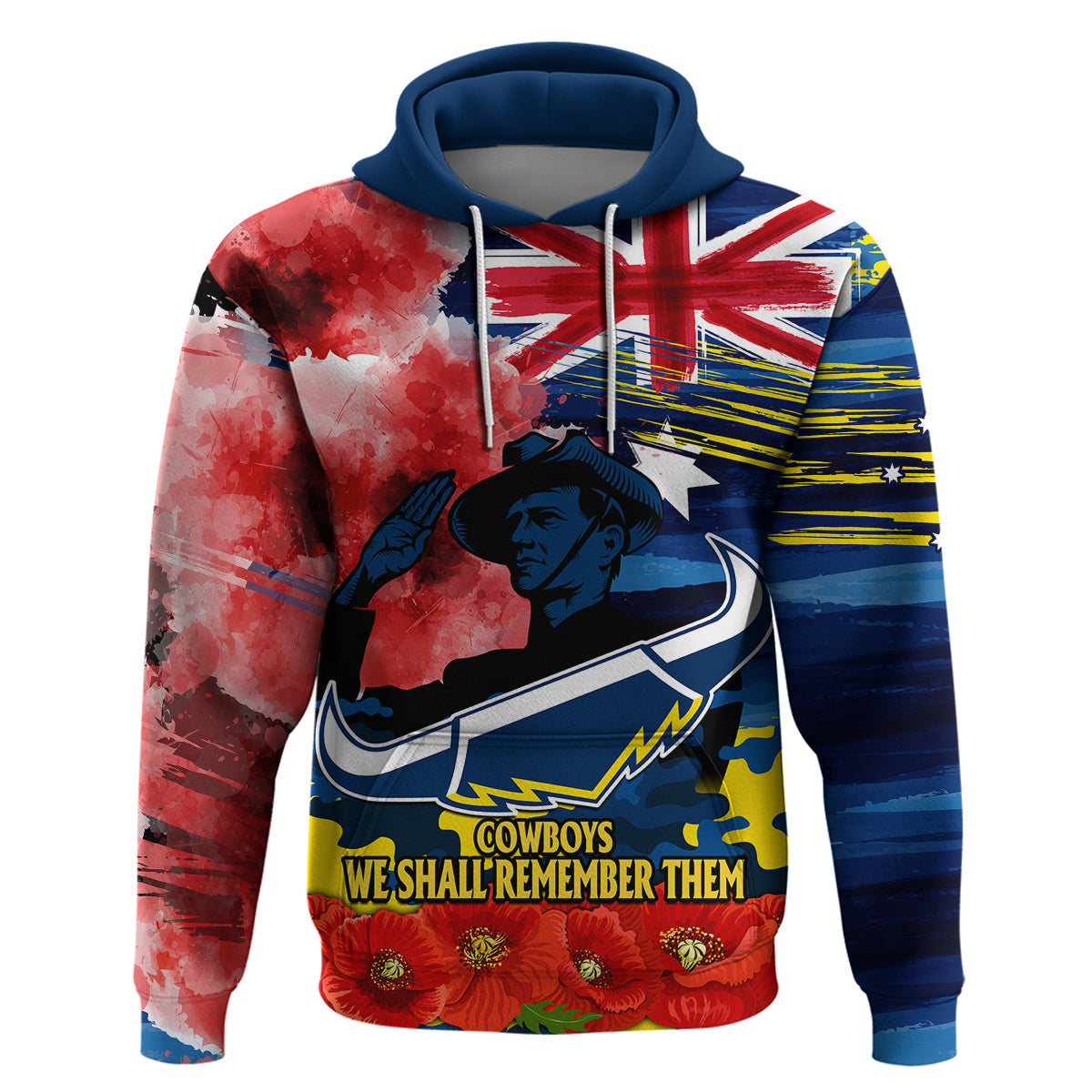 ANZAC Cowboys Rugby Hoodie We Shall Remember LT9 - Vibe Hoodie Shop
