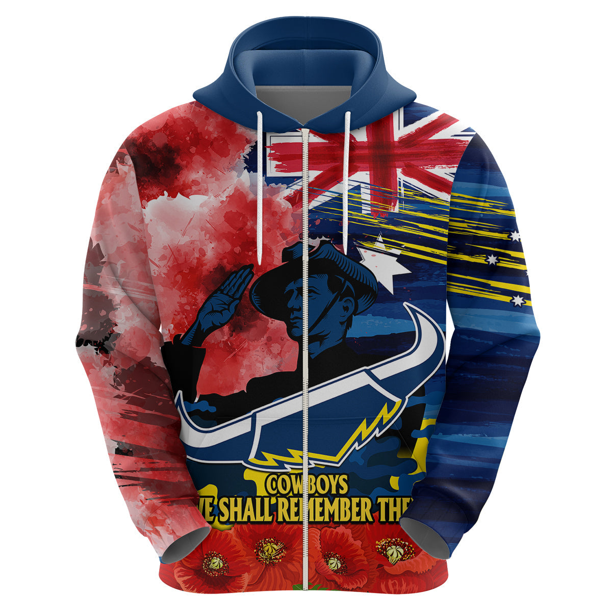 ANZAC Cowboys Rugby Hoodie We Shall Remember LT9 - Vibe Hoodie Shop
