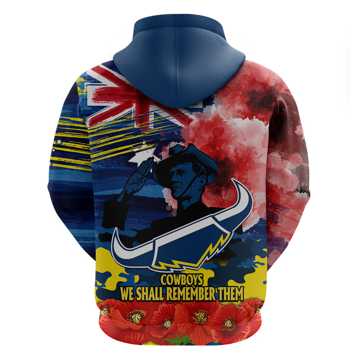 ANZAC Cowboys Rugby Hoodie We Shall Remember LT9 - Vibe Hoodie Shop