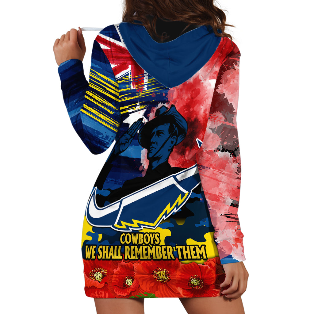 ANZAC Cowboys Rugby Hoodie Dress We Shall Remember - Vibe Hoodie Shop